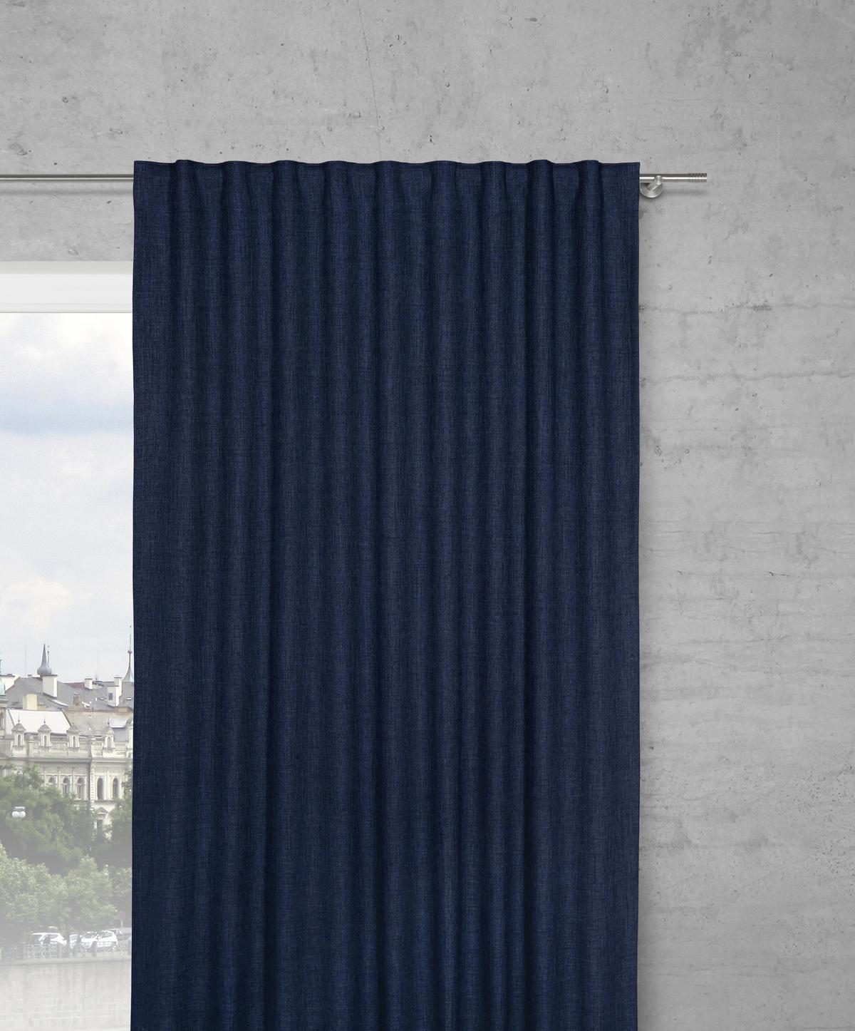 Fertigvorhang Leo ca. 135x255cm - Dunkelblau, Textil (135/255cm) - Premium Living