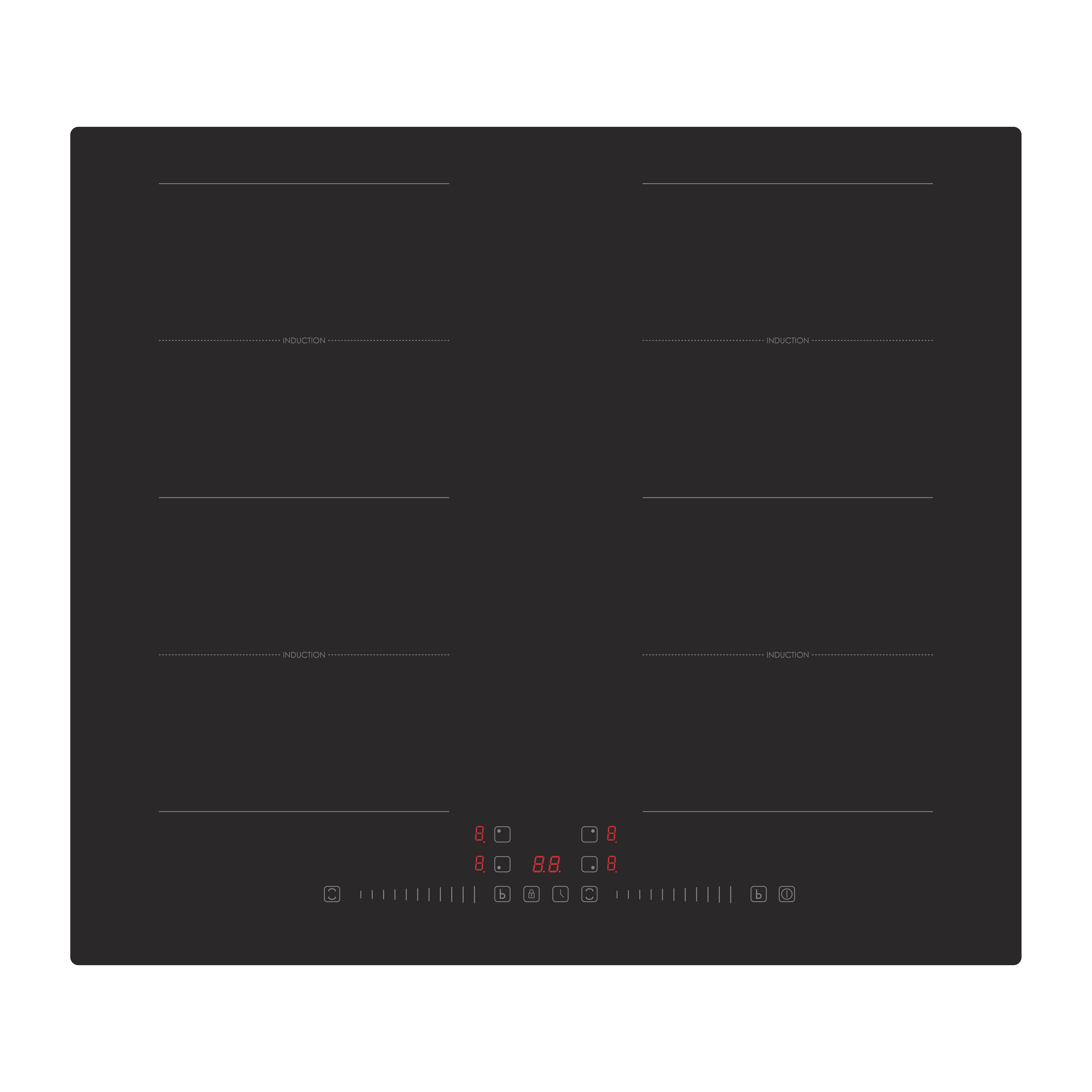 Glaskeramikkochfeld IN4-2FZSA Schwarz - Schwarz, Basics, Glas (59/6.2/52cm) - PKM