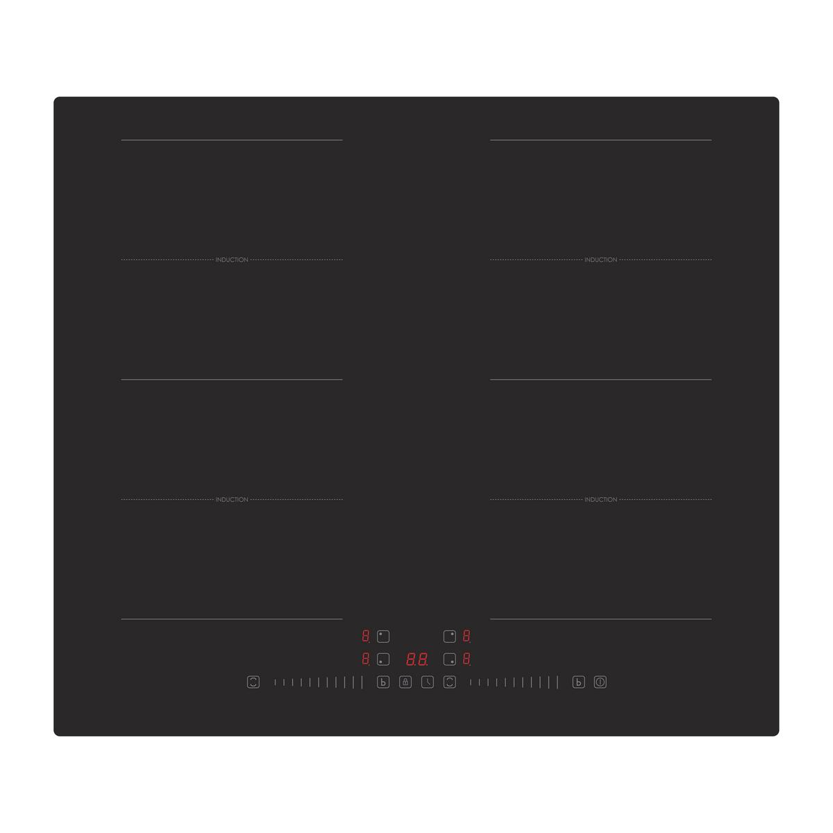 Glaskeramikkochfeld IN4-2FZSA Schwarz - Schwarz, Basics, Glas (59/6.2/52cm) - PKM