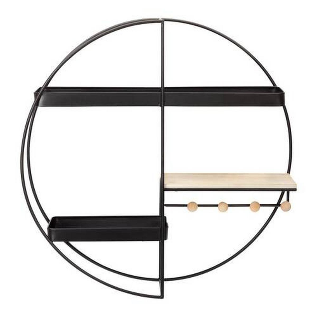 Wandregal Lelia Natur/Schwarz Echtholz/MDF - Schwarz/Naturfarben, MODERN, Holz/Metall (60/60/16,5cm) - Bessagi Home