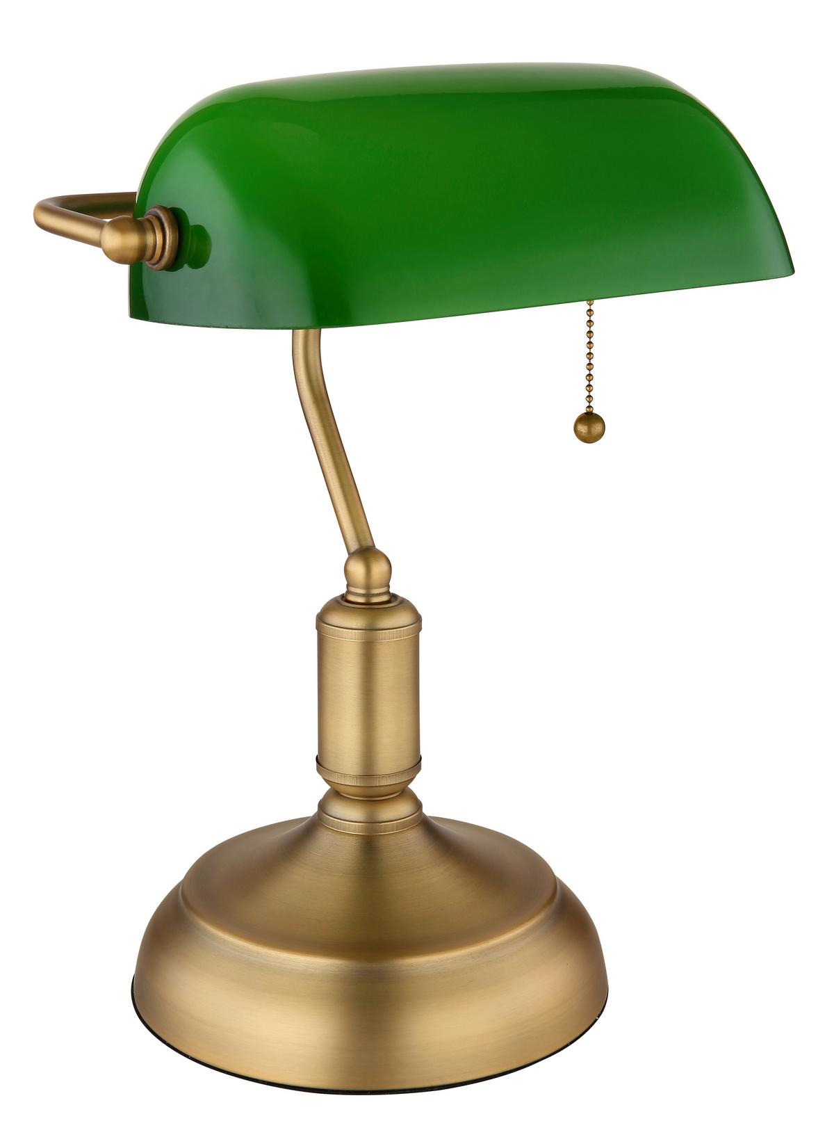 TISCHLEUCHTE 2491A - Weiss/Messingfarben, Konventionell, Glas/Metall (26,5/18/36cm) - Globo