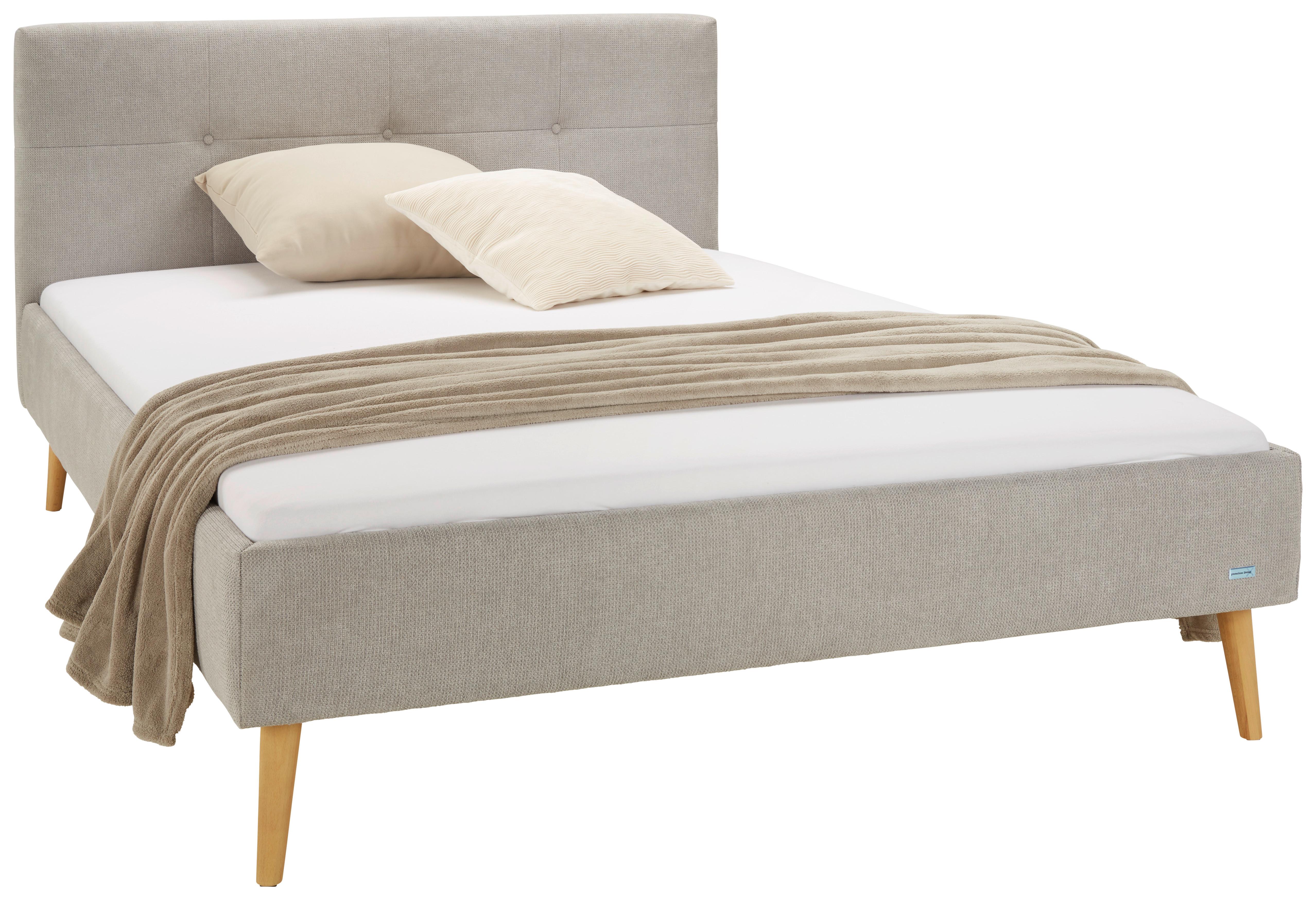 Oblazinjena Postelja Flint, Siva, 140x200 - siva, Konvencionalno (140/200cm) - Premium Living