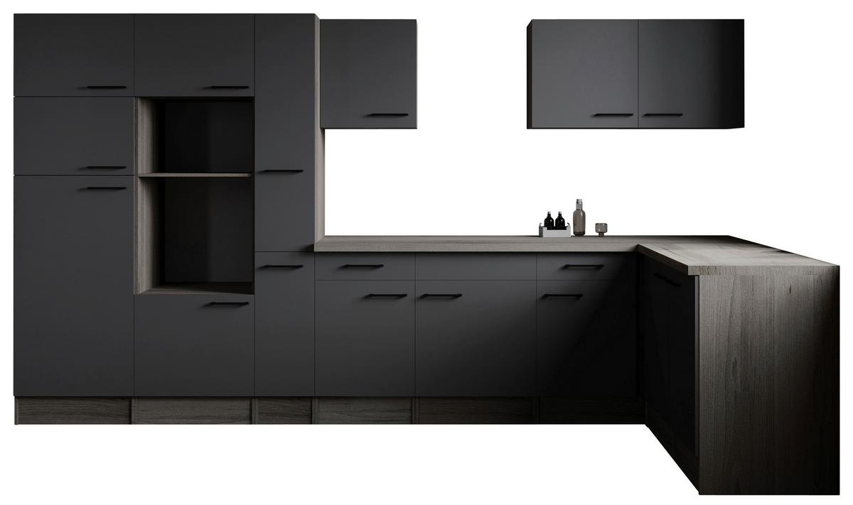 Kotna Kuhinja Brez Aparatov Oliver, 370x172cm - črna/siva, Design, kovina/leseni material (370/172cm) - Respekta