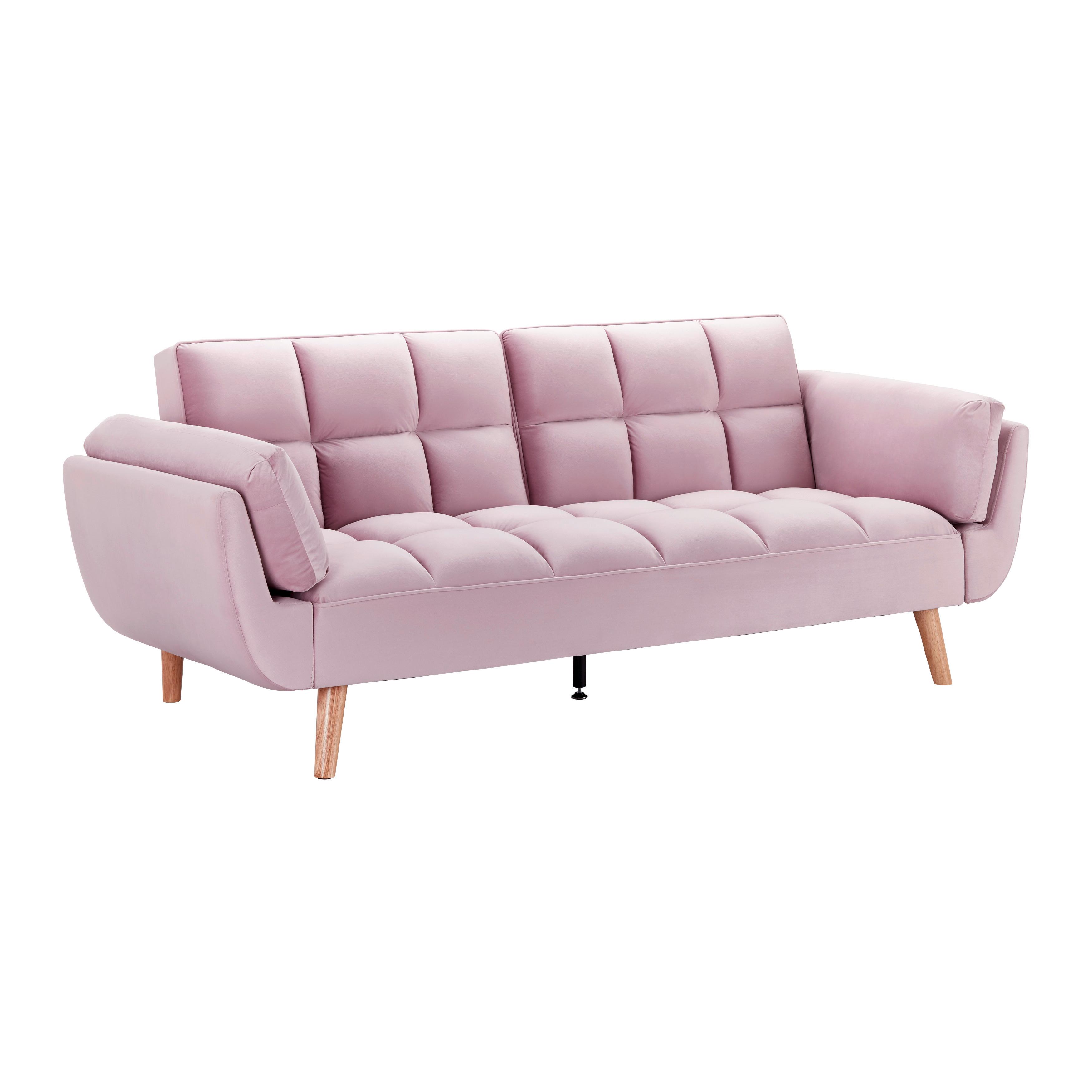 BÄDDSOFFA CORA - rosa/naturfärgad, Modern, trä/textil (214/92/81cm) - Bessagi Home