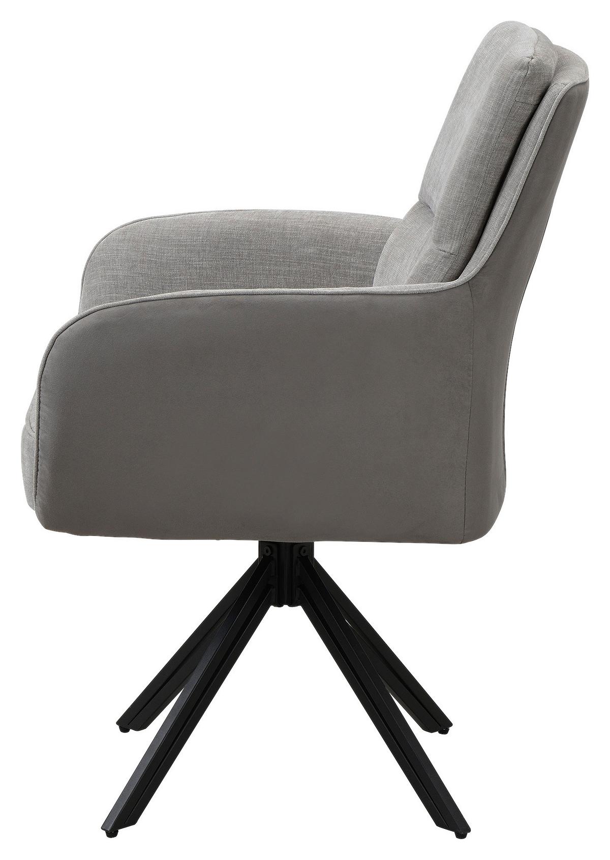 STUHL-SET TINO - Hellgrau/Schwarz, MODERN, Textil/Metall (62/94/70cm) - MID.YOU
