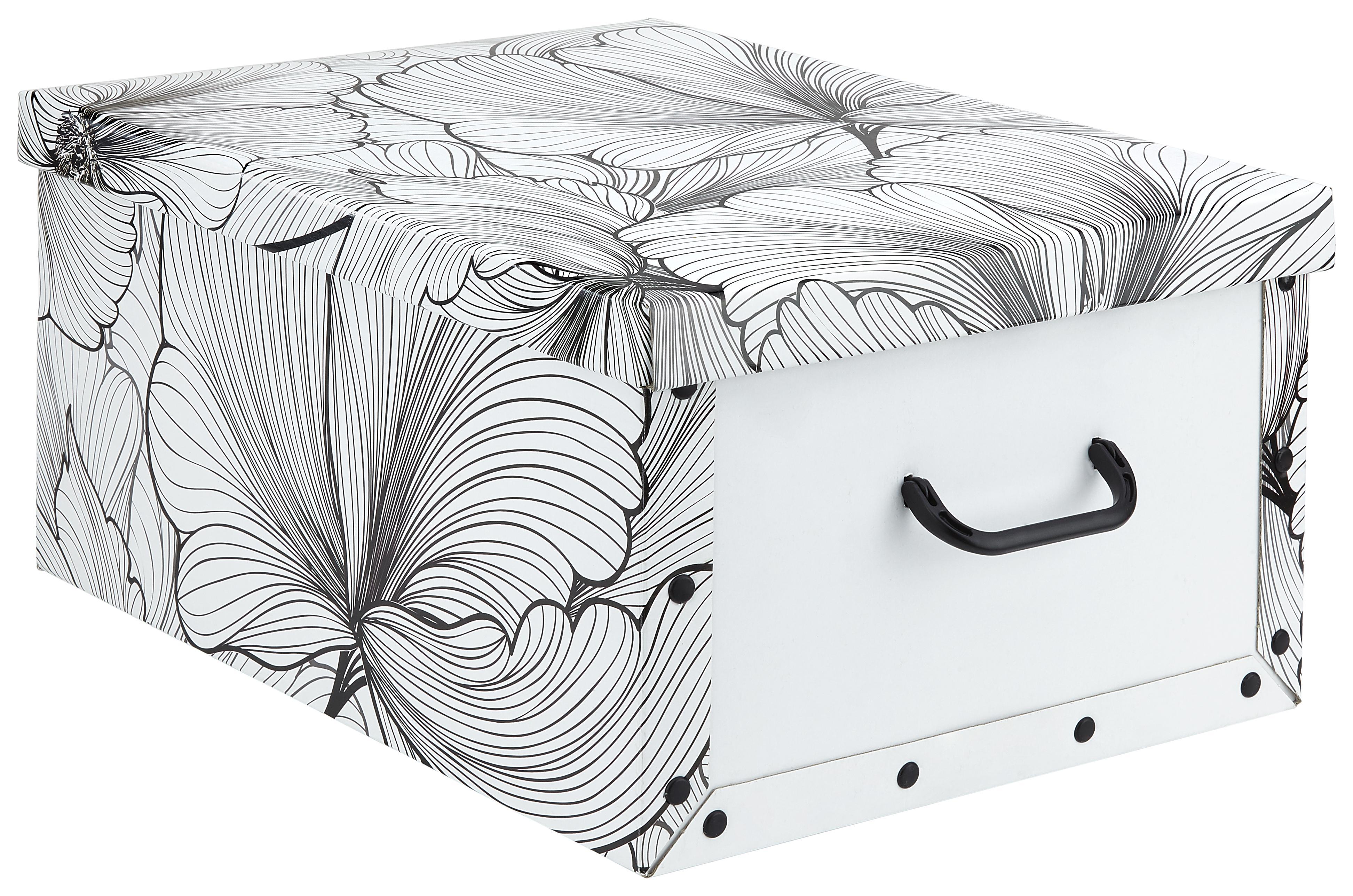 Box mit Deckel Foldy ca. 30l - Schwarz/Weiß, Karton/Kunststoff (55/40/25cm)