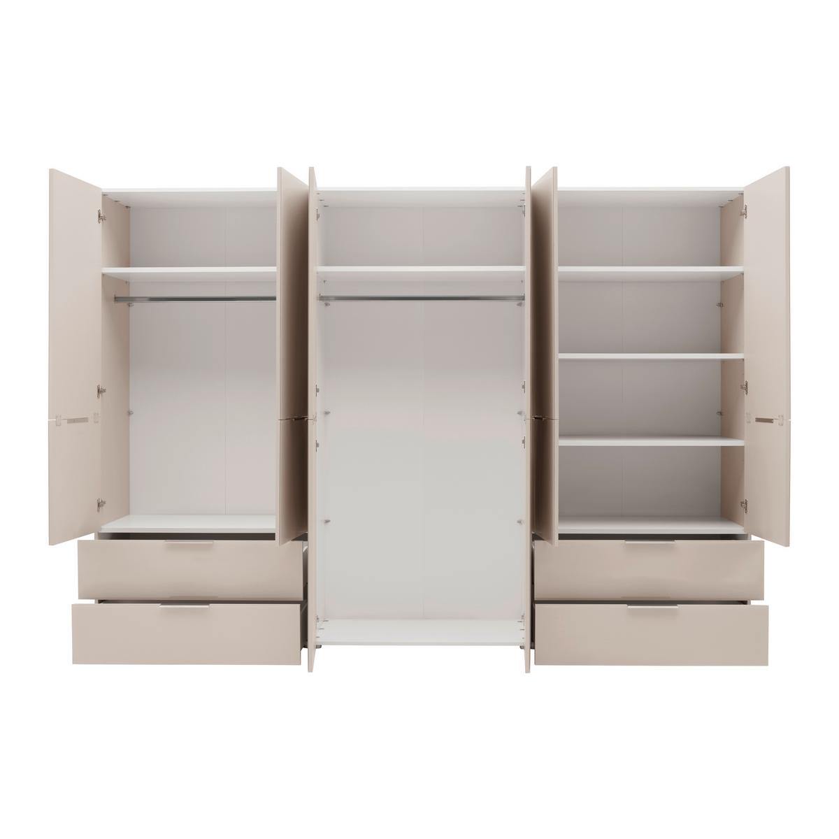 Drehtürenschrank Siena Kaschmir - Kaschmir/Chromfarben, KONVENTIONELL, Glas/Holzwerkstoff (300/212/57cm) - Premium Living