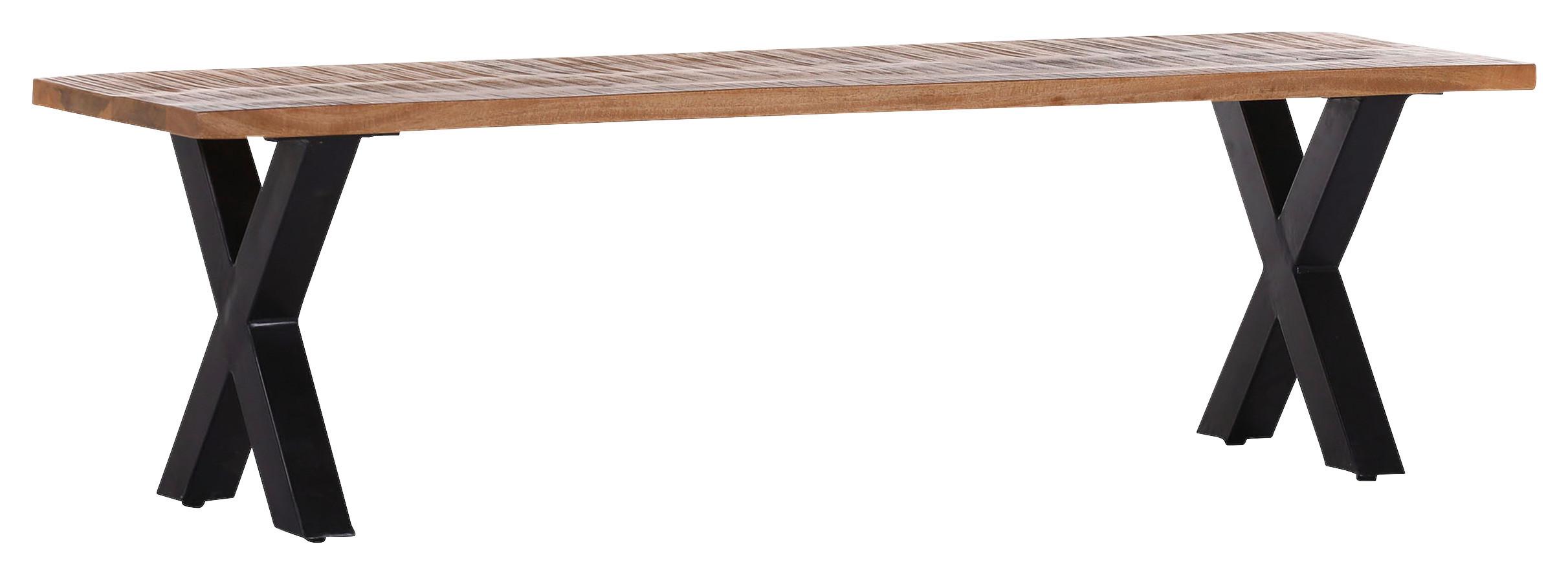 ŁAWKA BARNEY - kolor naturalny/czarny, Lifestyle, metal/drewno (160/45/40cm) - Landscape