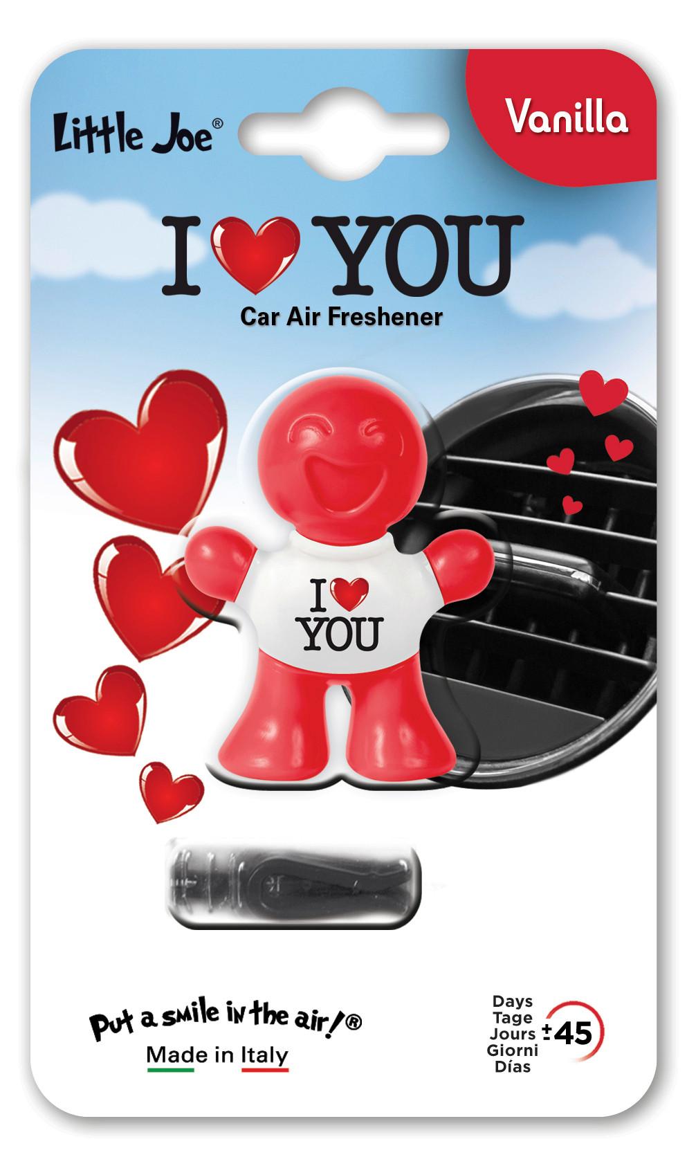 Autóillatosító Little Joe I Love You - piros/fehér, műanyag (2.6/14.5/8.5cm)