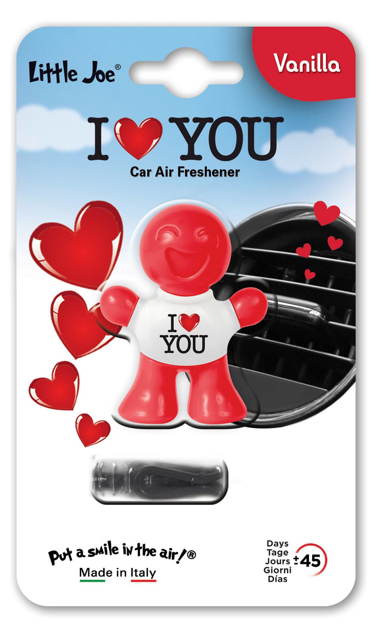 Autóillatosító Little Joe I Love You - piros/fehér, műanyag (2.6/14.5/8.5cm)