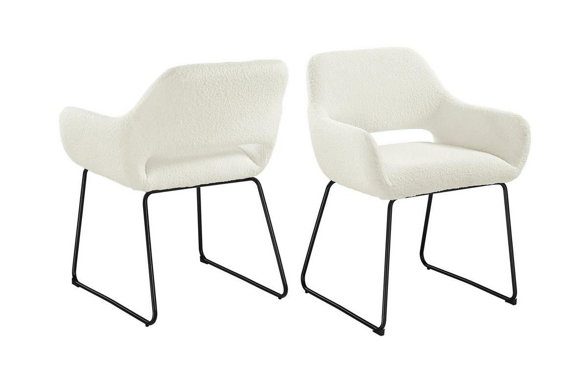 Naslanjač Bouclé, Bela - črna/bela, Moderno, kovina/tekstil (63,5/82,5/59cm) - Livetastic