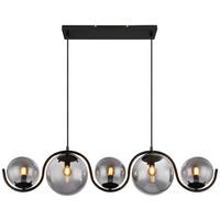 Hängeleuchte Porry Schwarz B: 20cm 5-Flm. - Schwarz, Basics, Glas/Metall (100/20/120cm) - Globo