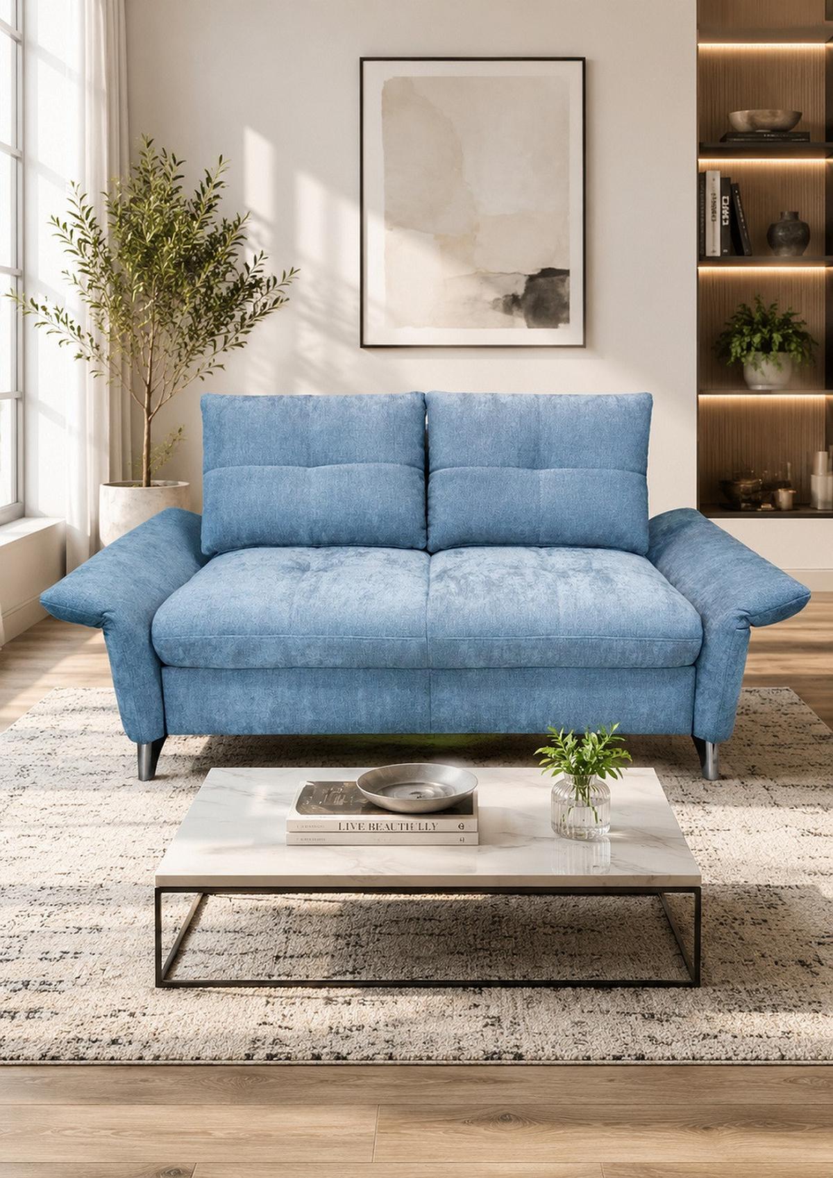Kanapé Ágyfunkcióval Moving - világoskék, Konventionell, textil (188/92/96cm) - Premium Living