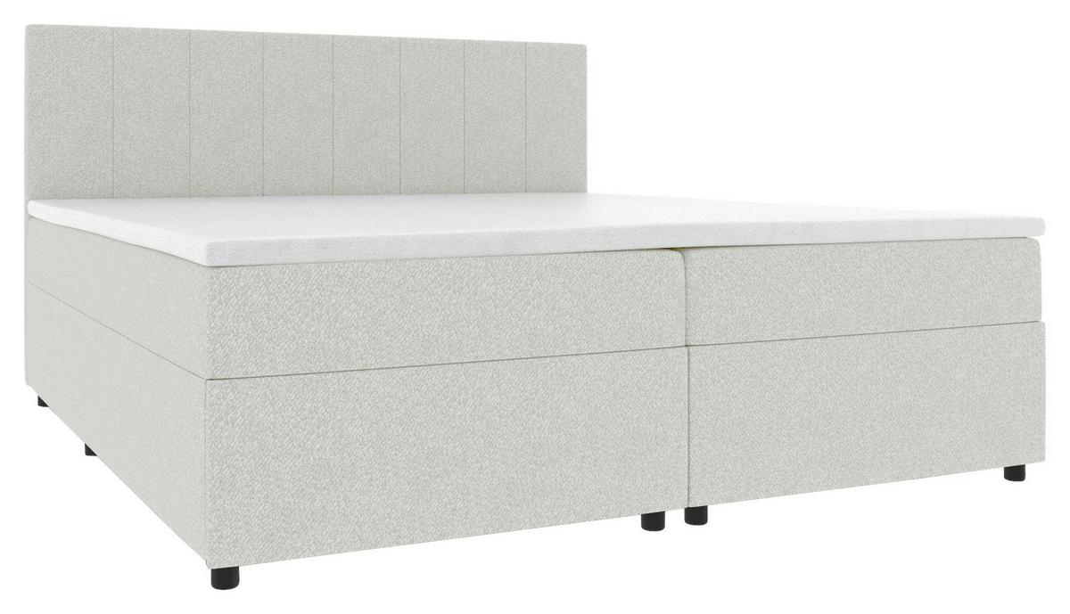 Boxbett Odin Hellgrau ca. 180x200cm - Hellgrau/Schwarz, KONVENTIONELL, Kunststoff/Textil (180/200cm) - Based