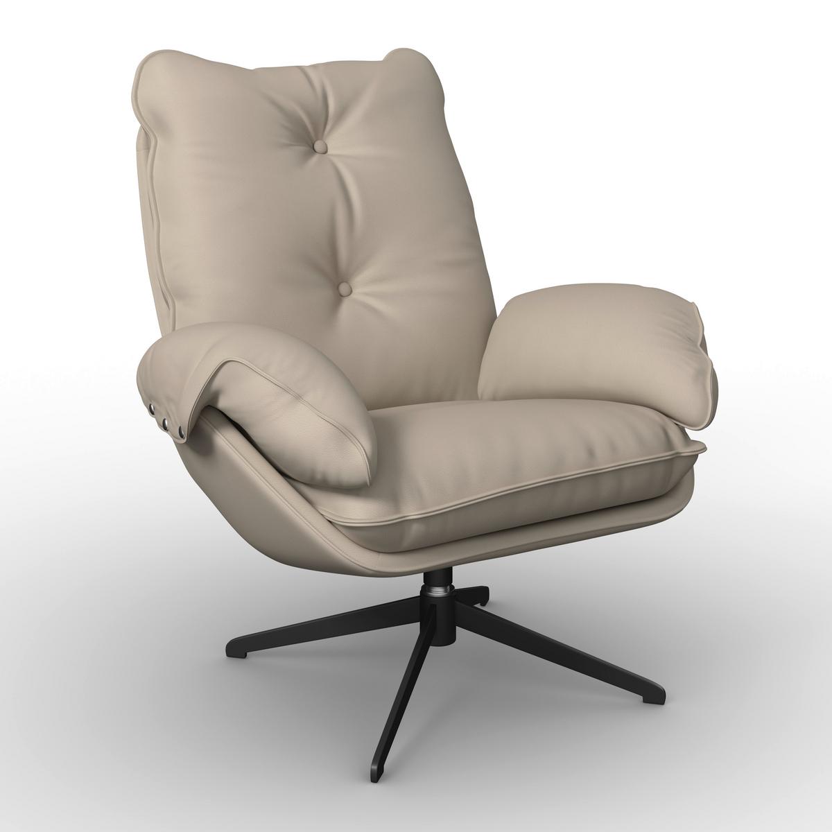 Sessel Andrea Lederlook Beige - Beige/Schwarz, MODERN, Holz/Textil (82/105/80cm) - Bessagi Home