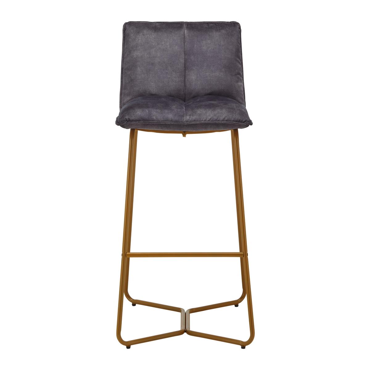 Barhocker Fonia Dunkelgrau Samt Gepolstert - Dunkelgrau/Goldfarben, MODERN, Holz/Textil (46/103,5/57cm) - Bessagi Home