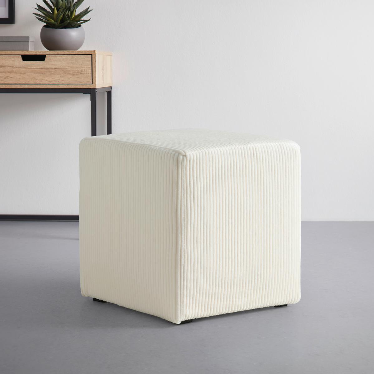 Hocker Bali Cord in Creme - Creme, Modern, Textil (45/42/45cm) - Based