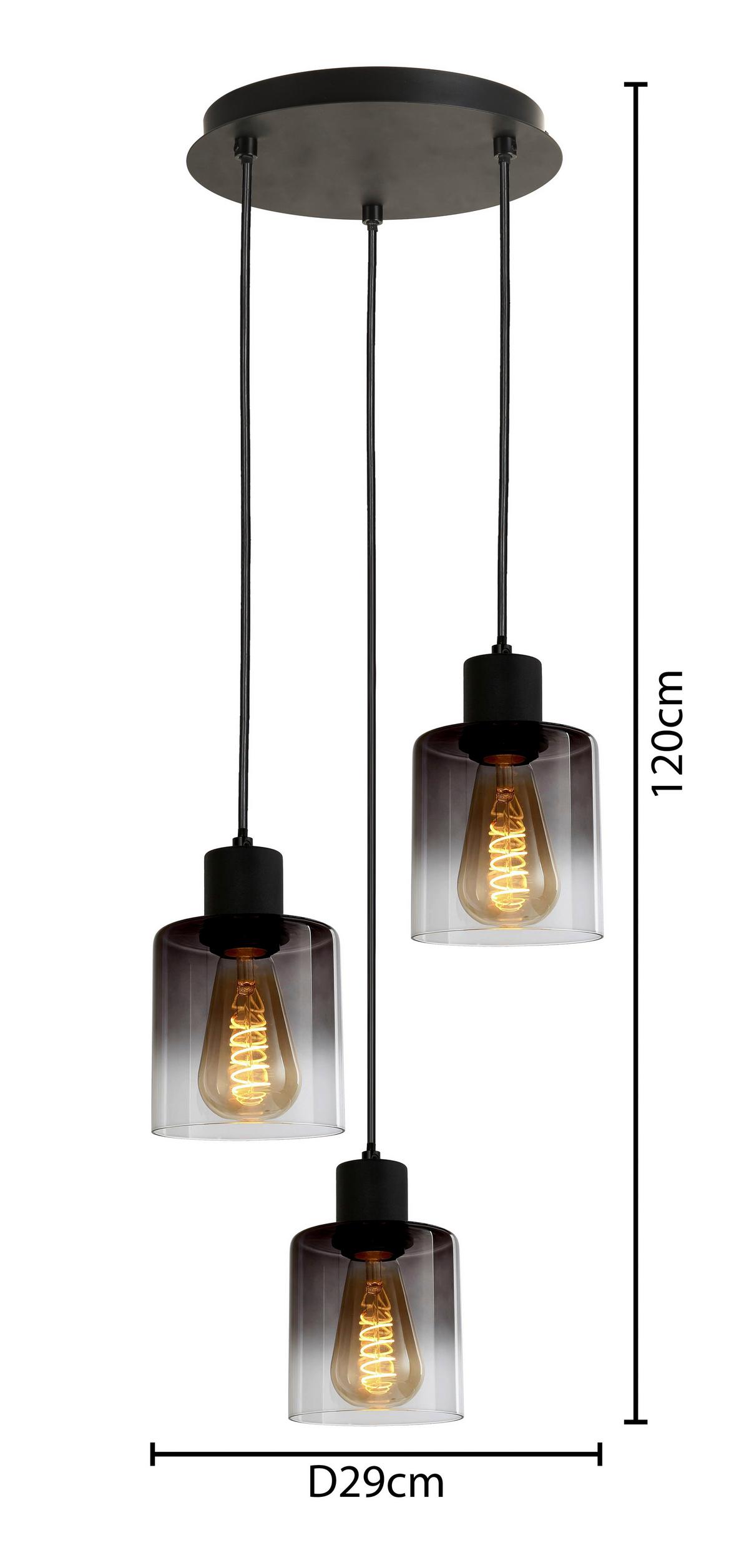 Lampa suspendată Estelle - negru, Modern, sticlă/metal (29/120cm) - Mömax