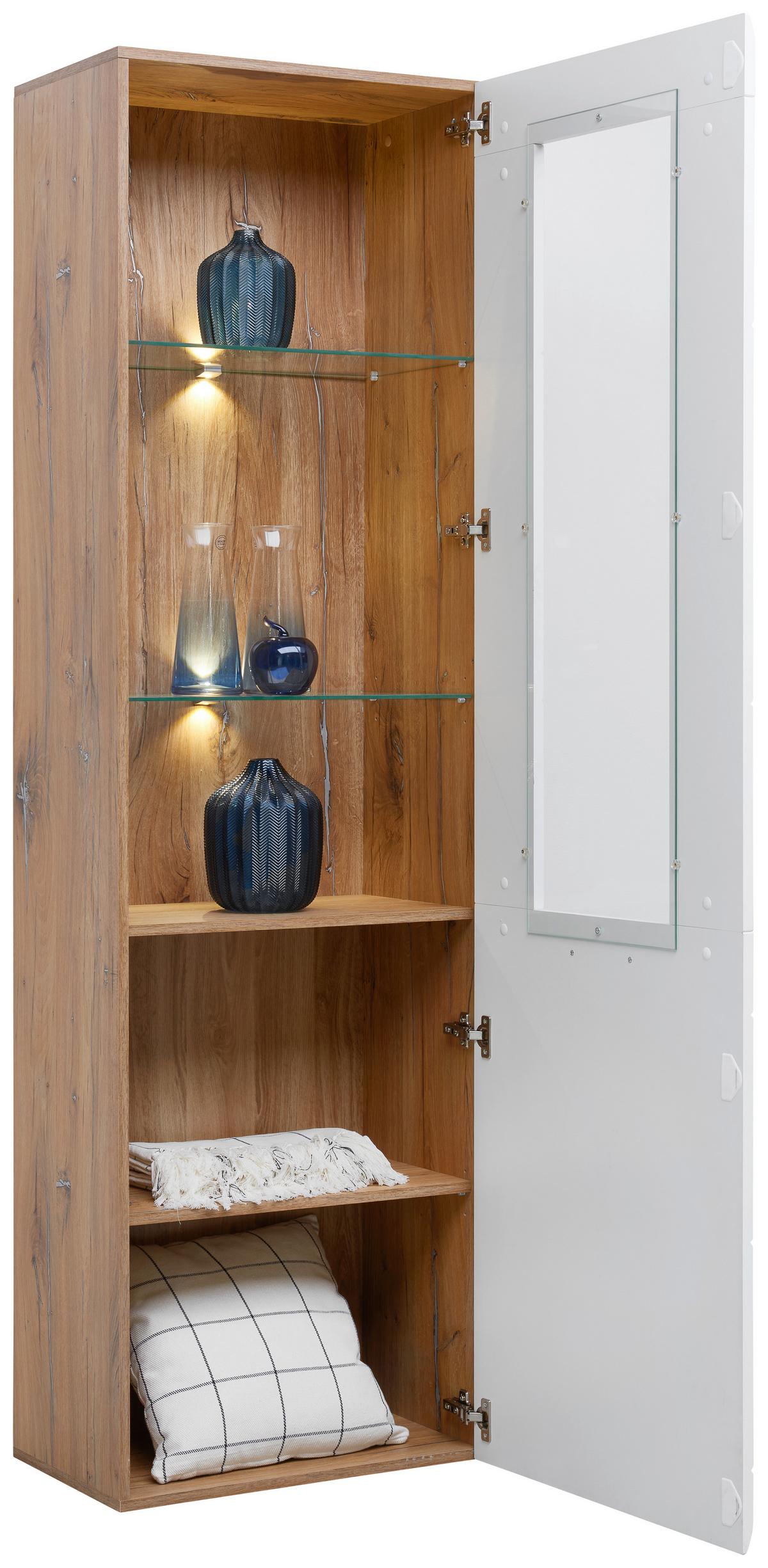 Vitrină AURIS - alb, Modern, sticlă/material pe bază de lemn (60/204,2/37,1cm) - Modern Living