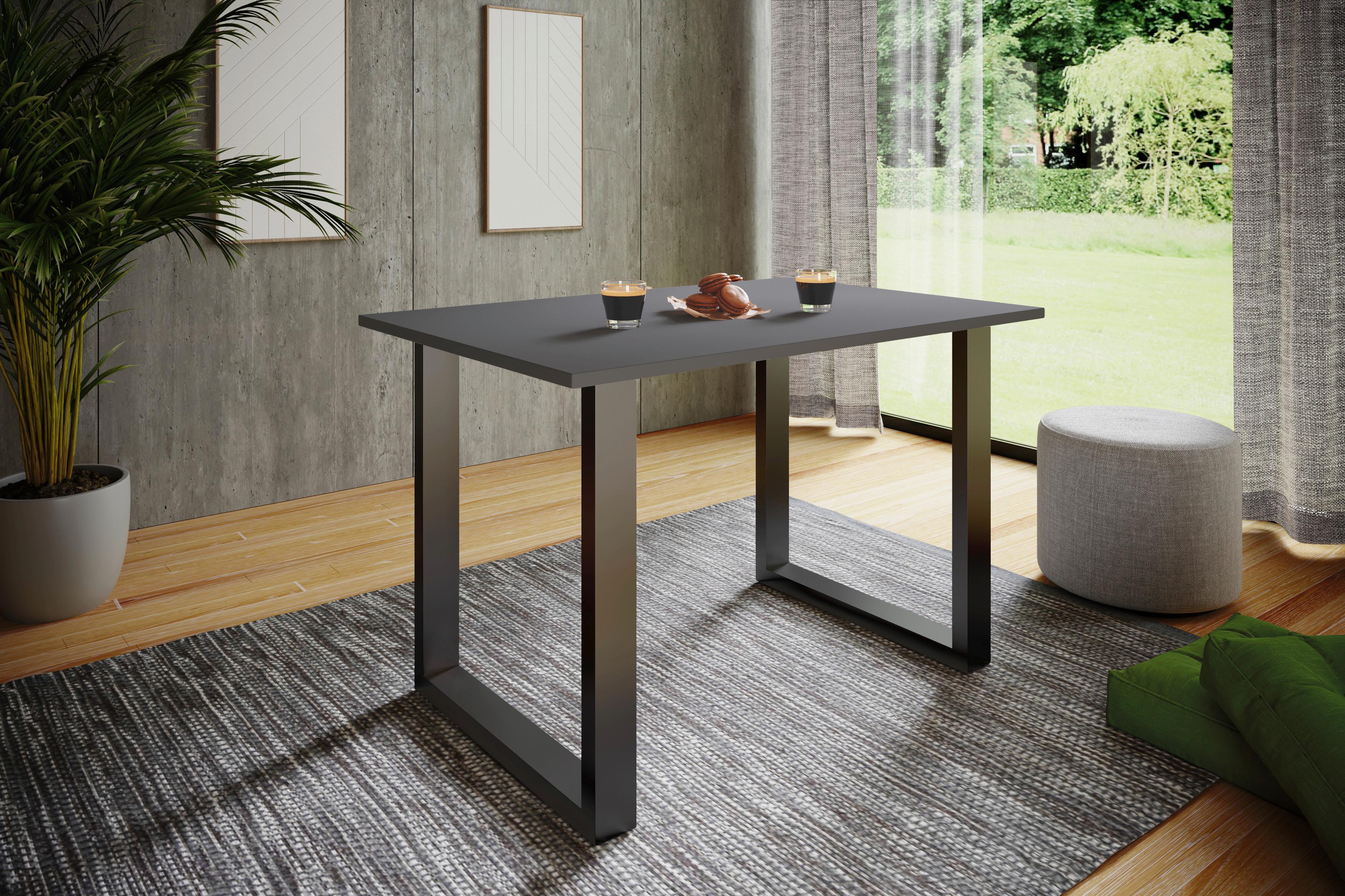 ESSTISCH XONA - Anthrazit/Schwarz, Design, Holzwerkstoff/Metall (110/80/76cm) - MID.YOU