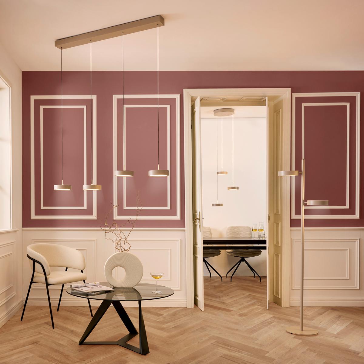 LAMPA WISZĄCA LED BELLEVUE *DK* - kolor piaskowy, Design, metal (46.5/180cm) - Dieter Knoll