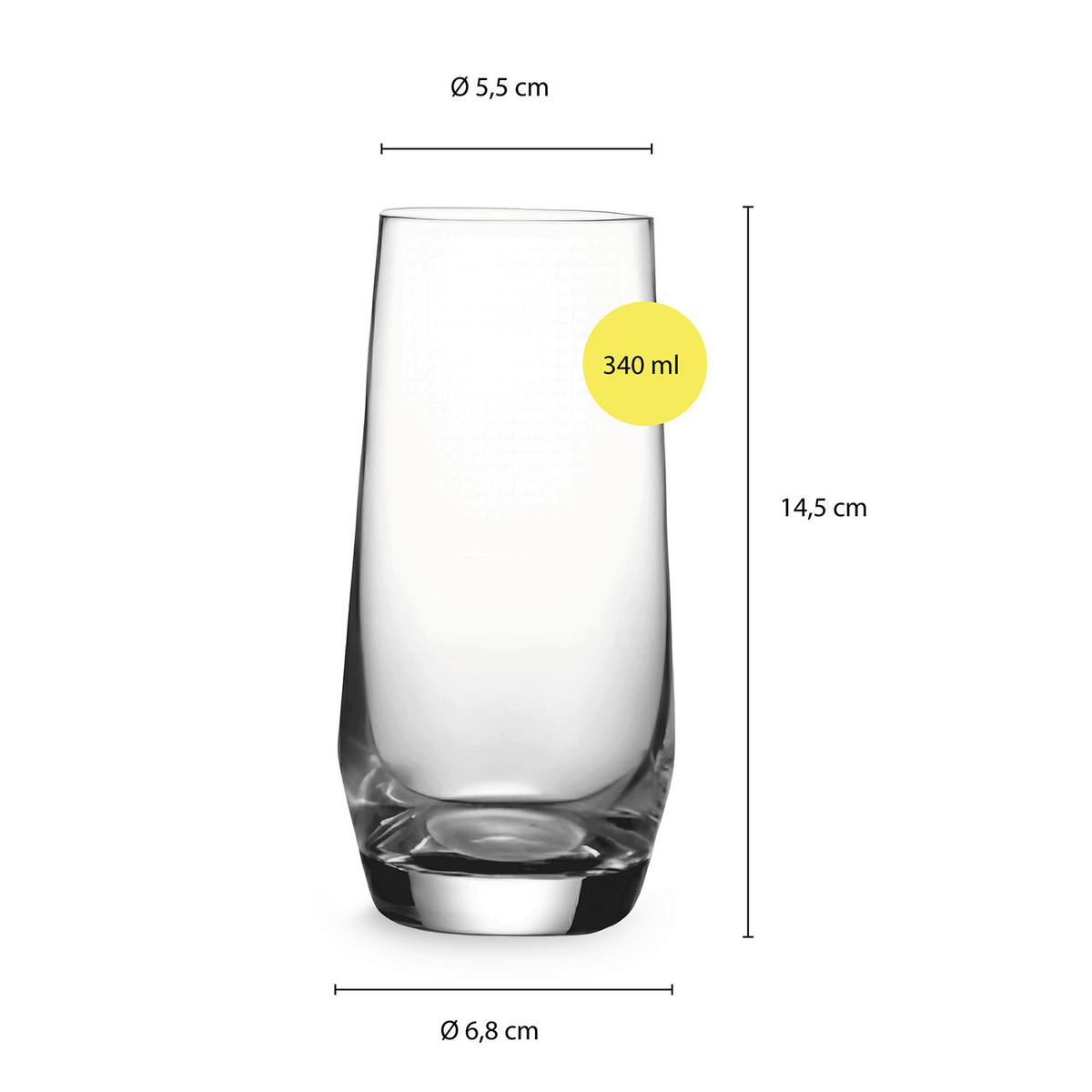 Set pahare 6/1 cca. 340 ml - transparent, Basics, sticlă (6.8/14.5cm) - Echtwerk