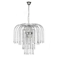 Kristall-Hängeleuchte Pioggia Chromfarben max. 6 Watt - Chromfarben, KONVENTIONELL, Glas/Metall (50/110cm)