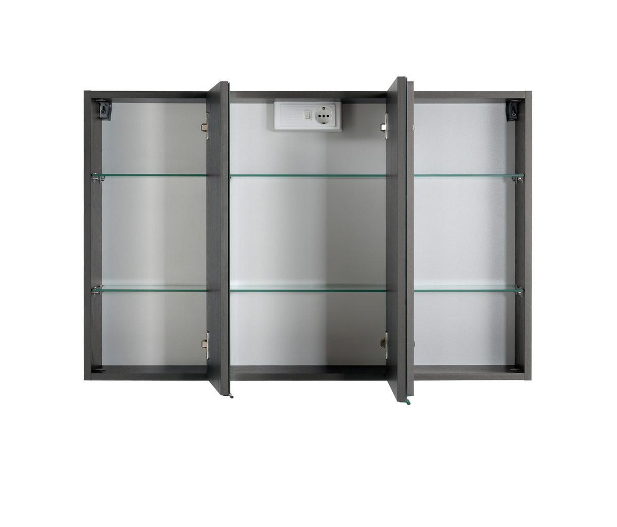 Spiegelschrank Cardiff 3-türig ca. 100x64 cm Graphitfarben - Chromfarben, KONVENTIONELL, Glas/Holzwerkstoff (100/64/20cm) - Held