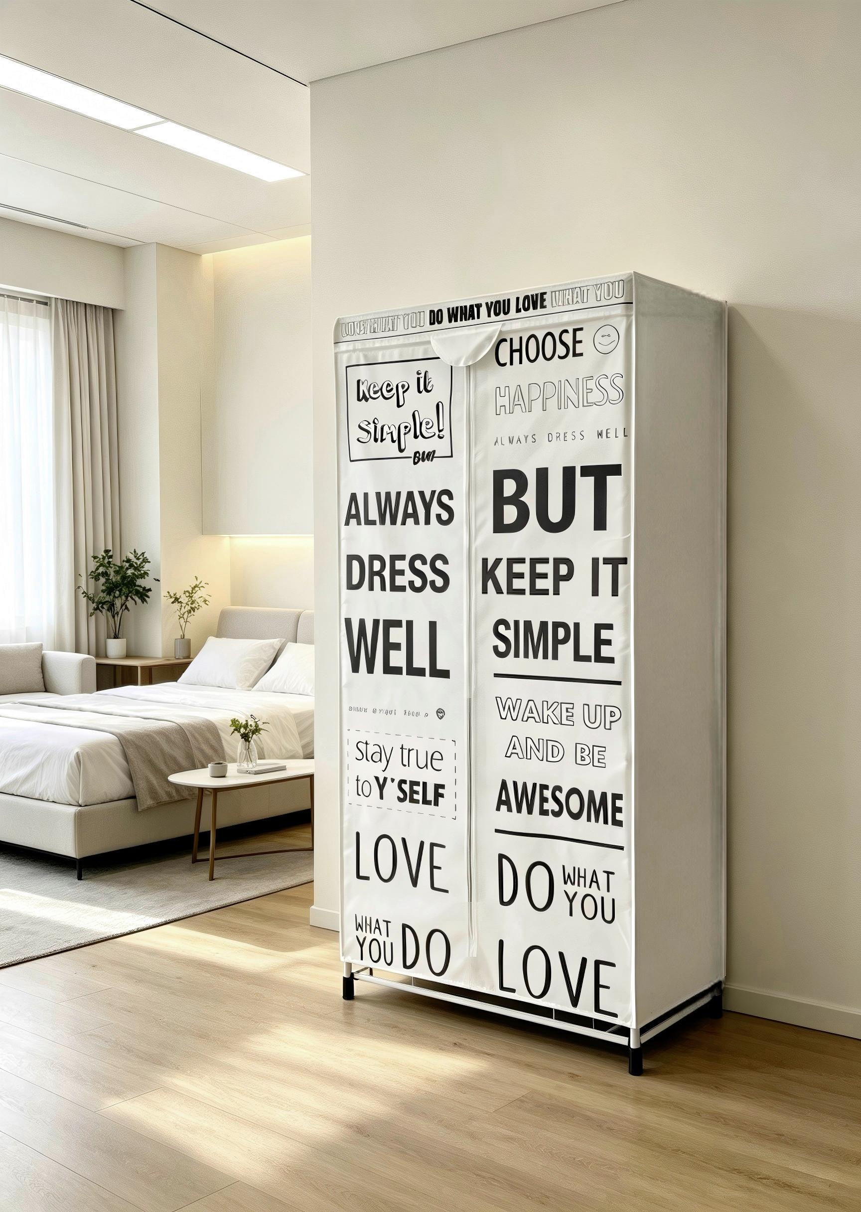STOFKAST SIMPLE -SB- - Wit/Zwart, Lifestyle, Textiel/Metaal (75/160/50cm) - Mömax