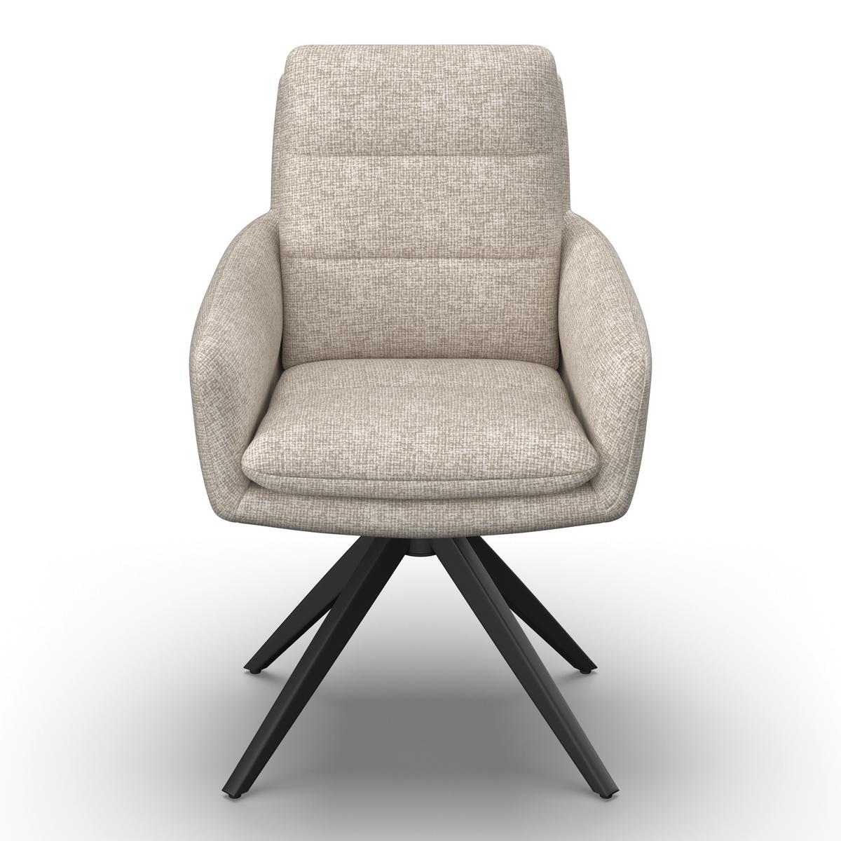 Armlehnstuhl Laurin Hellgrau Webstoff Drehbar Gepolstert - Hellgrau, MODERN, Holz/Textil (59/93/63cm) - Bessagi Home