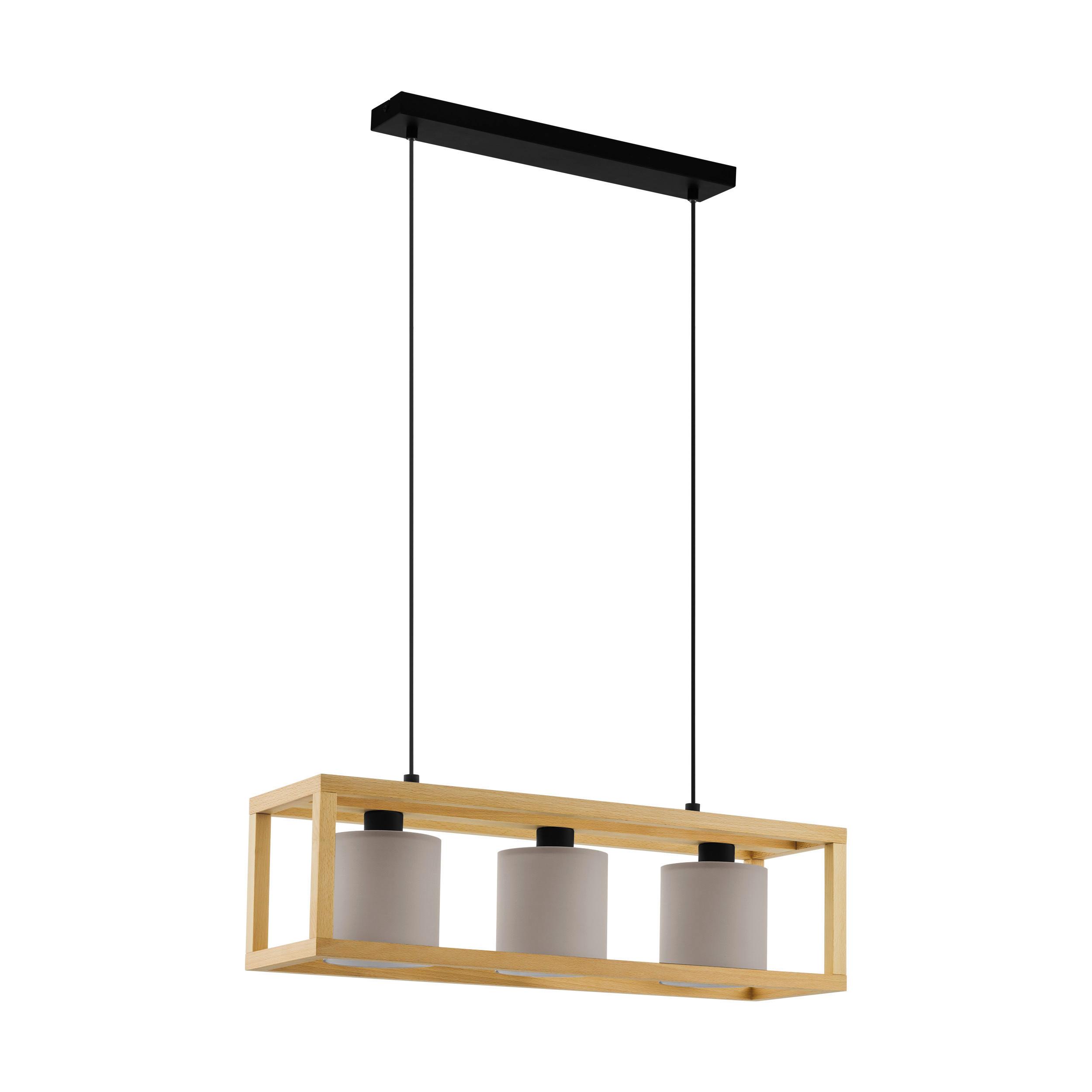 Hängeleuchte 390108 Granados - Weiss/Schwarz, Natur, Holz/Textil (77/20/150cm) - Eglo