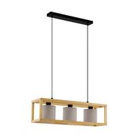 Hängeleuchte 390108 Granados - Weiss/Schwarz, Natur, Holz/Textil (77/20/150cm) - Eglo