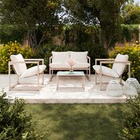 Kerti Garnitúra Lara - krémszínű/szürke, Modern, műanyag/Üveg (114cm) - Bessagi Garden