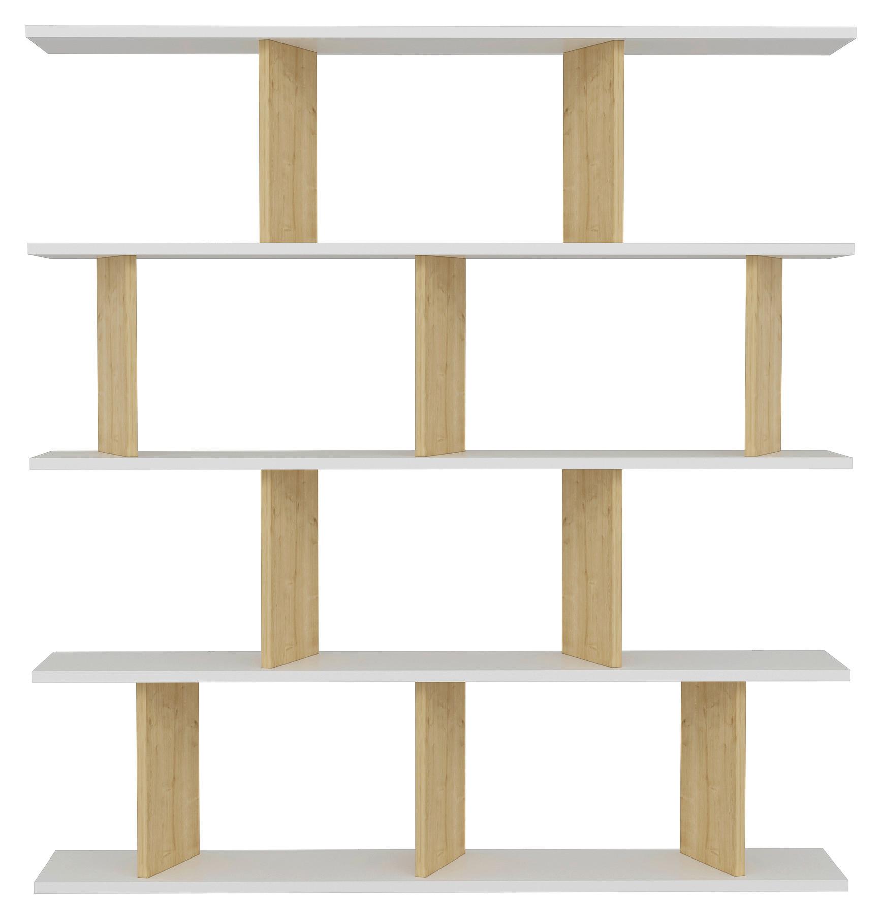 Standregal "Jorin" Weiß, Eichenfarben - Weiß, Design, Holzwerkstoff (130/137/25cm) - Livetastic