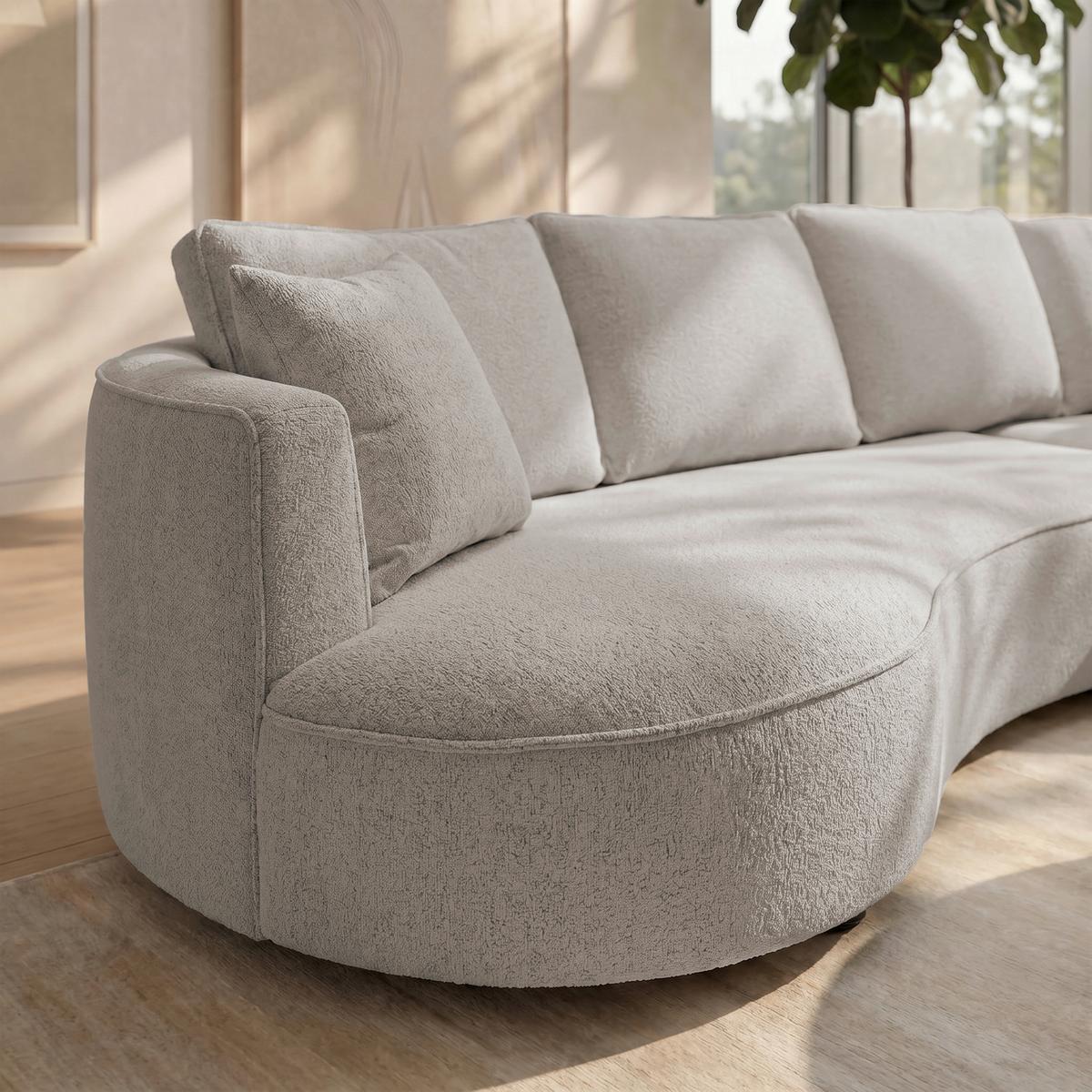 Wohnlandschaft Nilas Beige Webstoff - Beige/Schwarz, Modern, Holz/Textil (322/154cm) - Bessagi Home