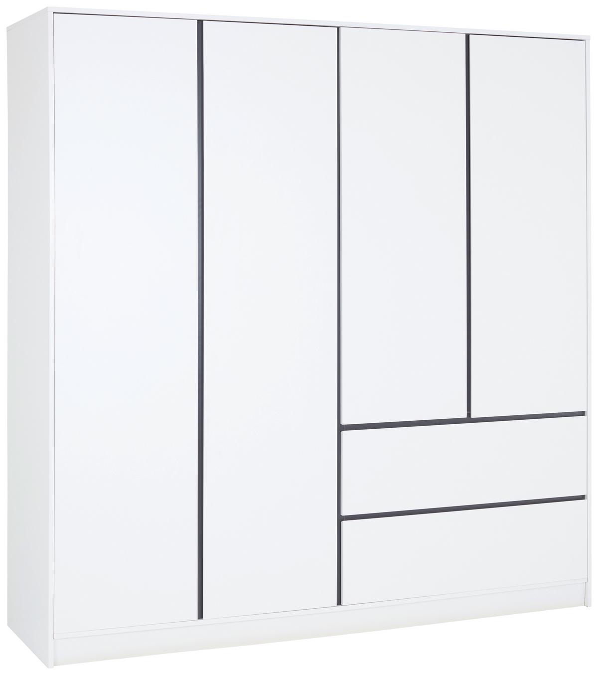Omara Za Oblačila Basit, Bela - bela, Konvencionalno, leseni material (195/205,5/56,6cm)
