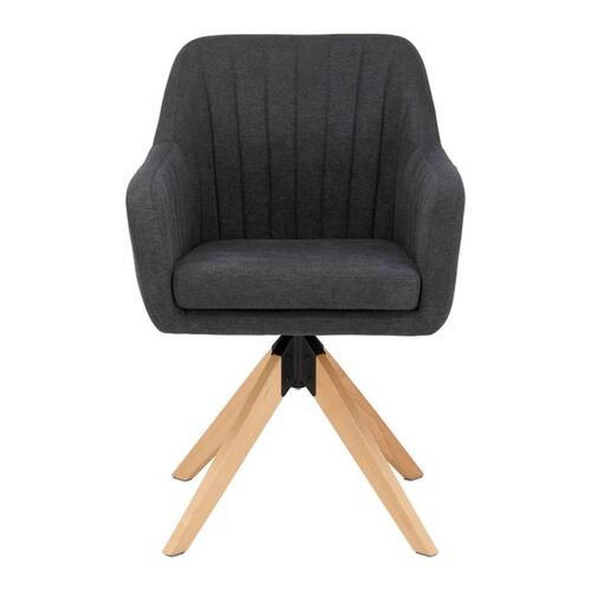 Armlehnstuhl Lucita Dunkelgrau Samt Drehbar Gepolstert - Dunkelgrau/Naturfarben, MODERN, Holz/Textil (59/88/60cm) - Bessagi Home