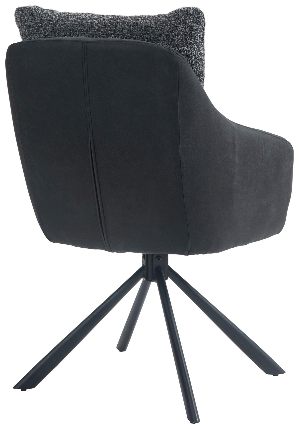 KRZESŁO Z PODŁOKIETNIKAMI BARI - antracytowy/czarny, Design, metal/tkanina (59/93/69cm) - Novel