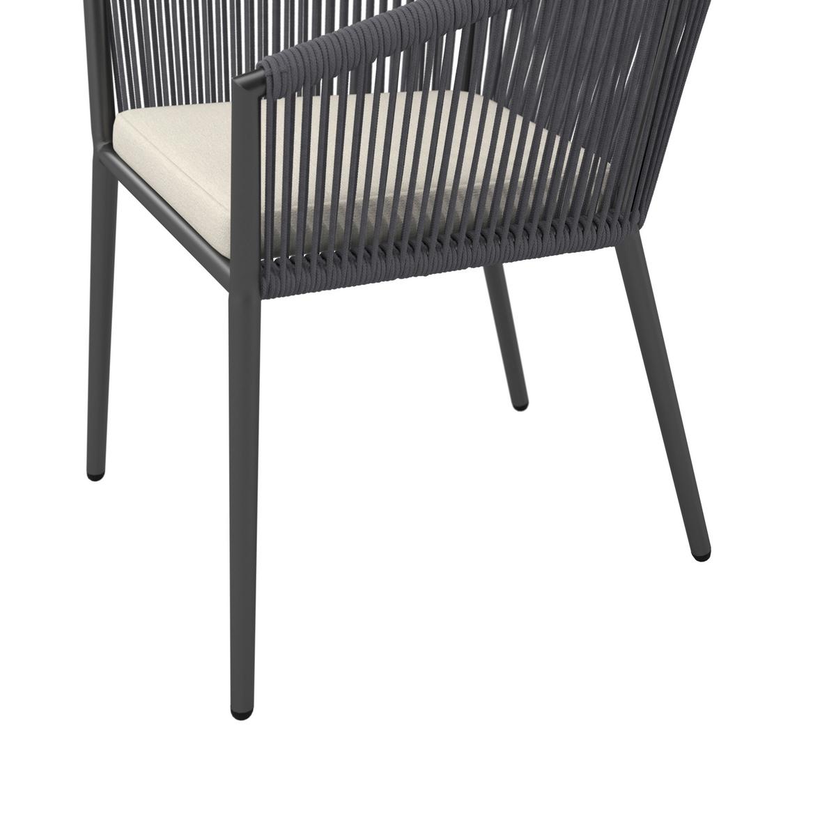 Gartensessel-Set 2-er Benicia Weiß/Grau aus Metall/Textil - Dunkelgrau/Schwarz, MODERN, Textil/Metall (55/76/63cm) - Bessagi Garden