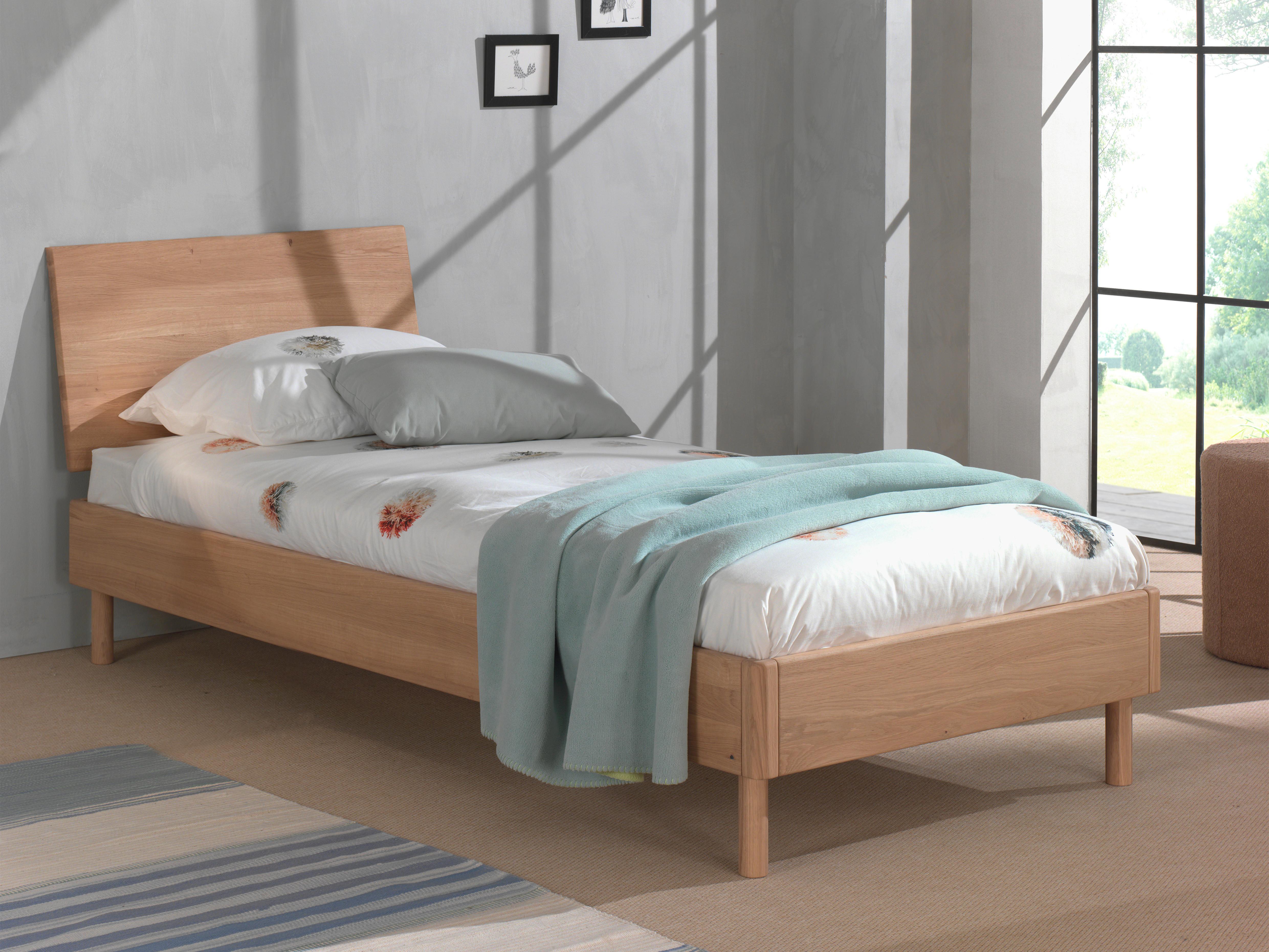 Bett FORREST Naturfarben ca. 90x200 cm Echtholz Eiche - Naturfarben/Nickelfarben, MODERN, Holz (90/200cm) - Vipack