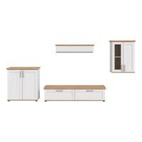 Dnevni Regal Verona, Bela, Barva Macesna, 4-Delni - srebrne barve/črna, Design, umetna masa/leseni material (336/161/40cm) - Livetastic