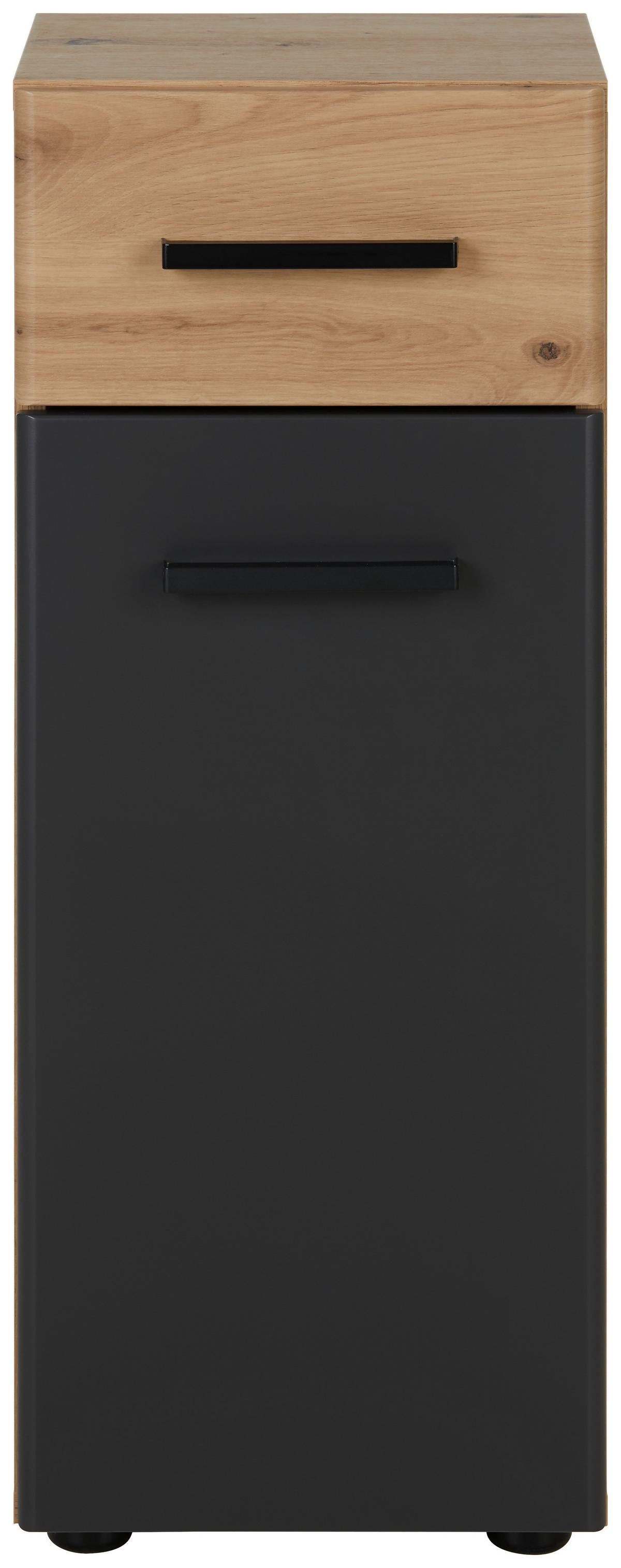 meuble bas in Grau/Eichefarben - Eichefarben/Schwarz, Modern, Holzwerkstoff/Kunststoff (30/76/30cm) - Mömax