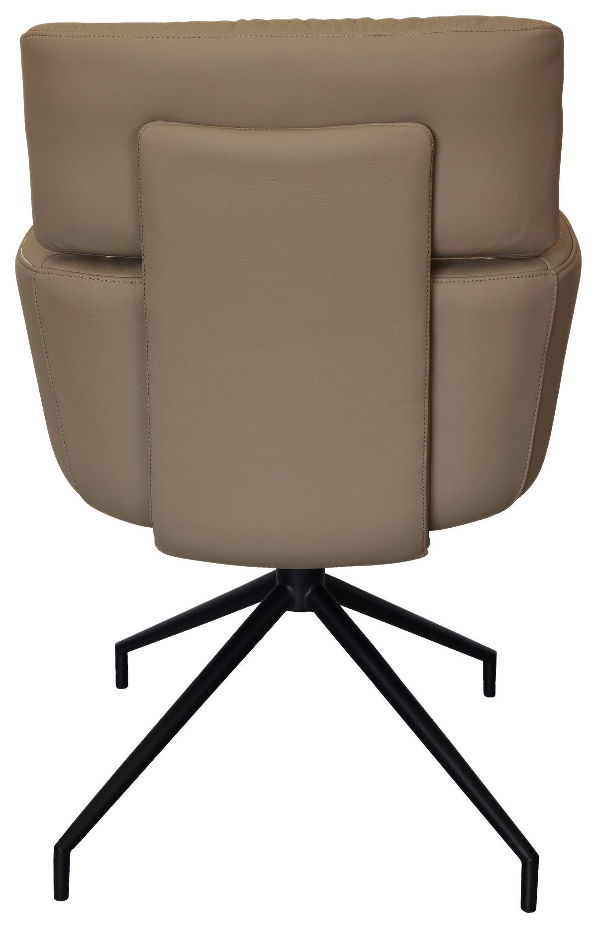 KRZESŁO Z PODŁOKIETNIKAMI PABLO -EXKLUSIV- - czarny/taupe, Design, skóra/metal (62/92/66cm) - Dieter Knoll