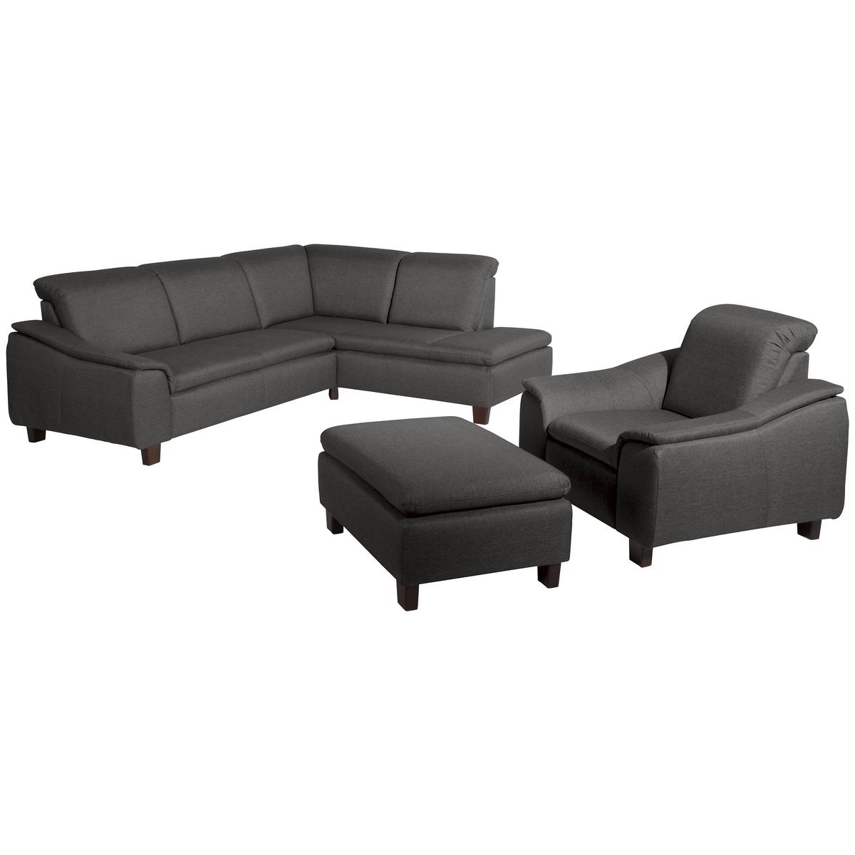 ECKSOFA AARON - Anthrazit/Nussbaumfarben, Design, Holz/Textil (247/187cm) - Max Winzer