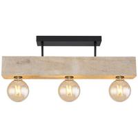 Deckenleuchte Adalie max. 60 Watt - Dunkelbraun/Schwarz, Natur, Holz/Metall (60/6/19cm) - Globo