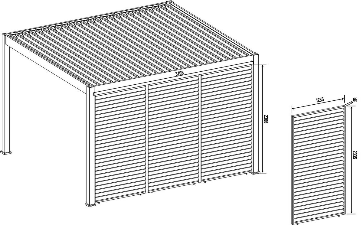 Stranski Del Za Pergolo Horizontale, Bela, 123cm - bela/visoki sijaj, Basics, kovina (123,5/233,5/6,5cm) - Gardenson