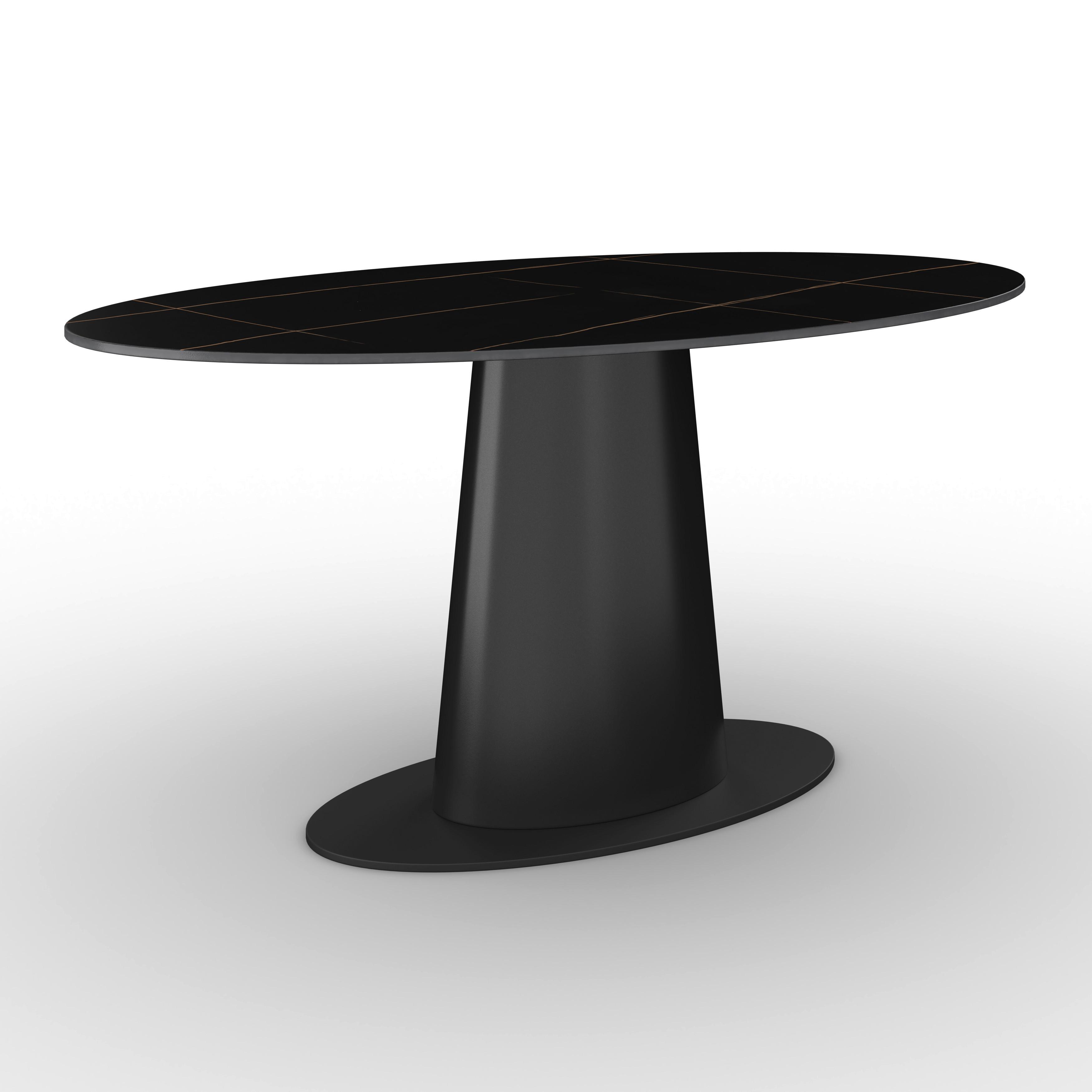 Esstsich Thiago Schwarz MDF/Stein ca. 160x90 cm - Schwarz, MODERN, Holzwerkstoff/Stein (160/76/90cm) - Bessagi Home