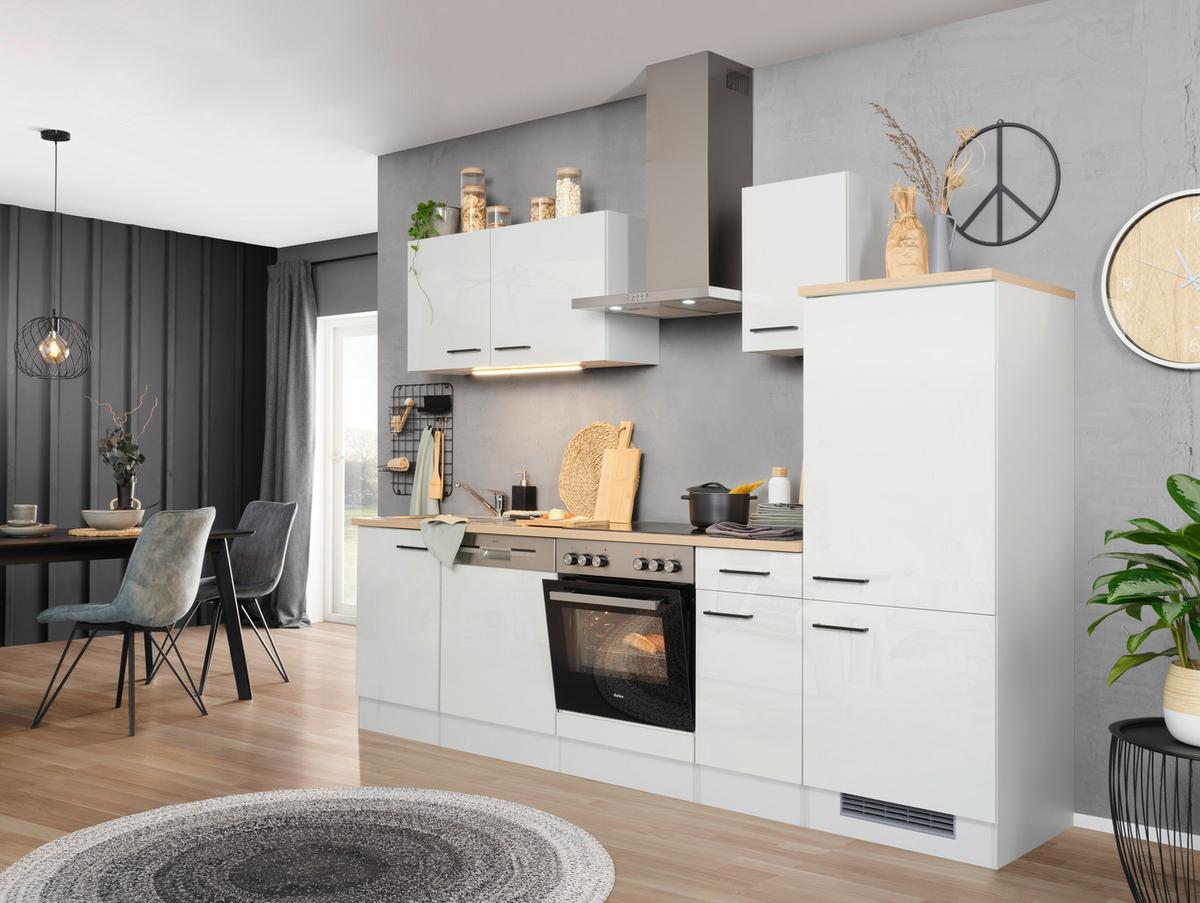 Küchenblock Levi Hellgrau - Hellgrau/Schwarz, MODERN, Holzwerkstoff (270cm) - FlexWell
