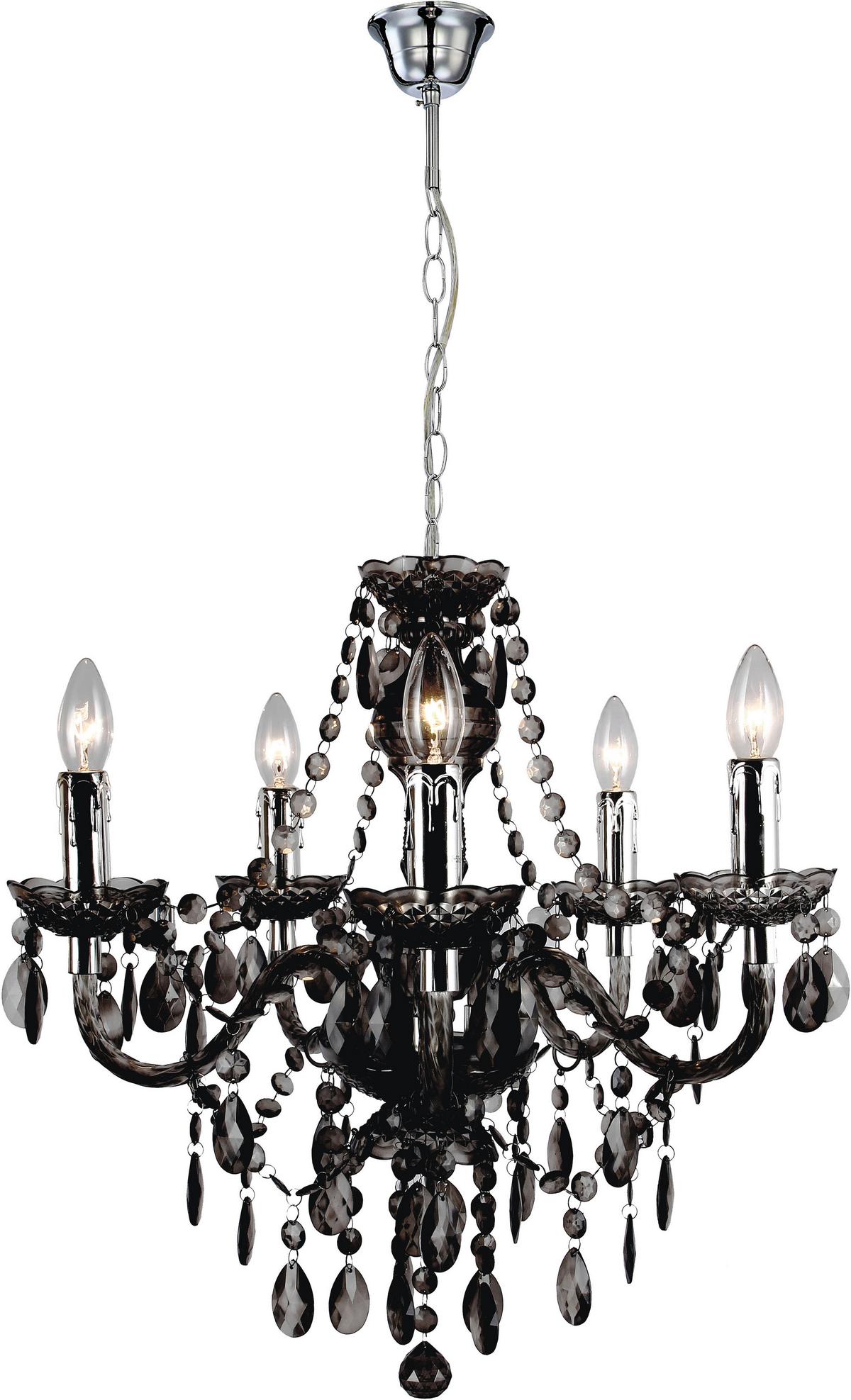 Viseča Svetilka Isabella, 5 X 40 W - barve kroma/temno siva, Romantika, kovina/umetna masa (149cm) - Mömax