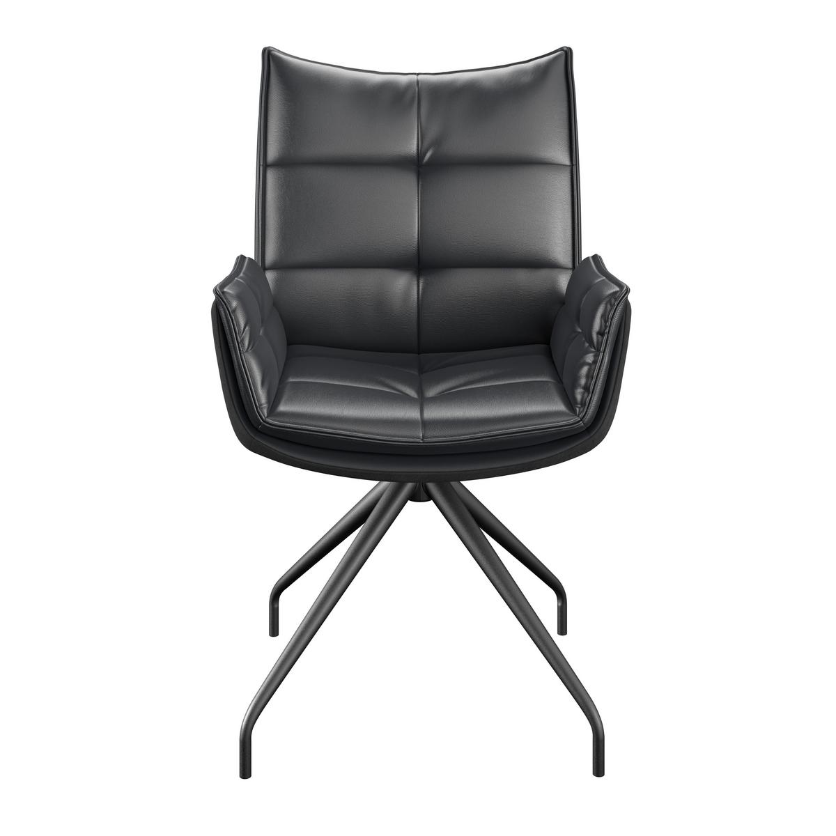 Naslanjač Malin, Črna, Umetno Usnje, Vrtljiv - črna, Moderno, kovina/tekstil (61/92/66cm)